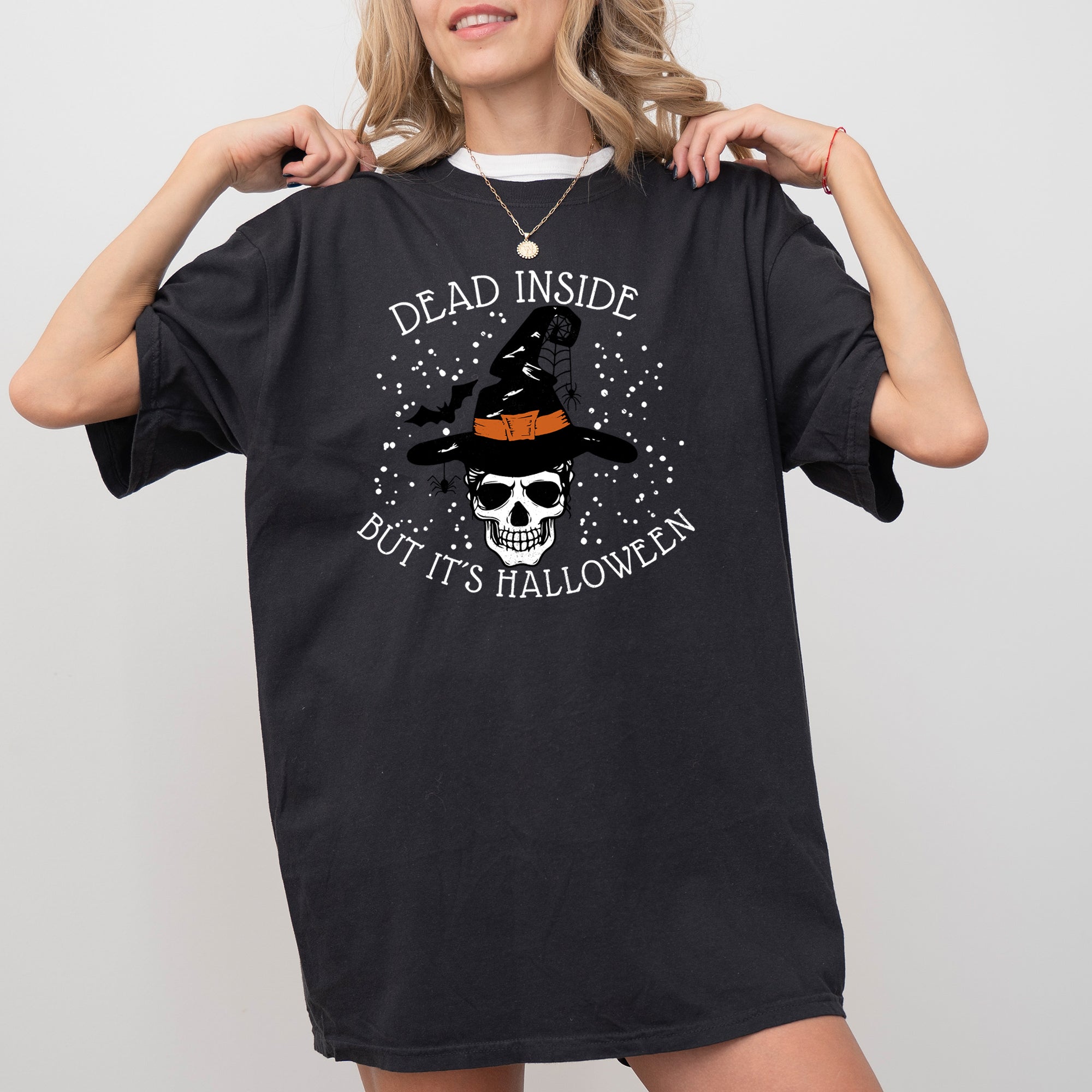 Dead Inside Skeleton Ghost Western Witch Skull Aesthetic Halloween Meme Costume Comfort Colors Tee