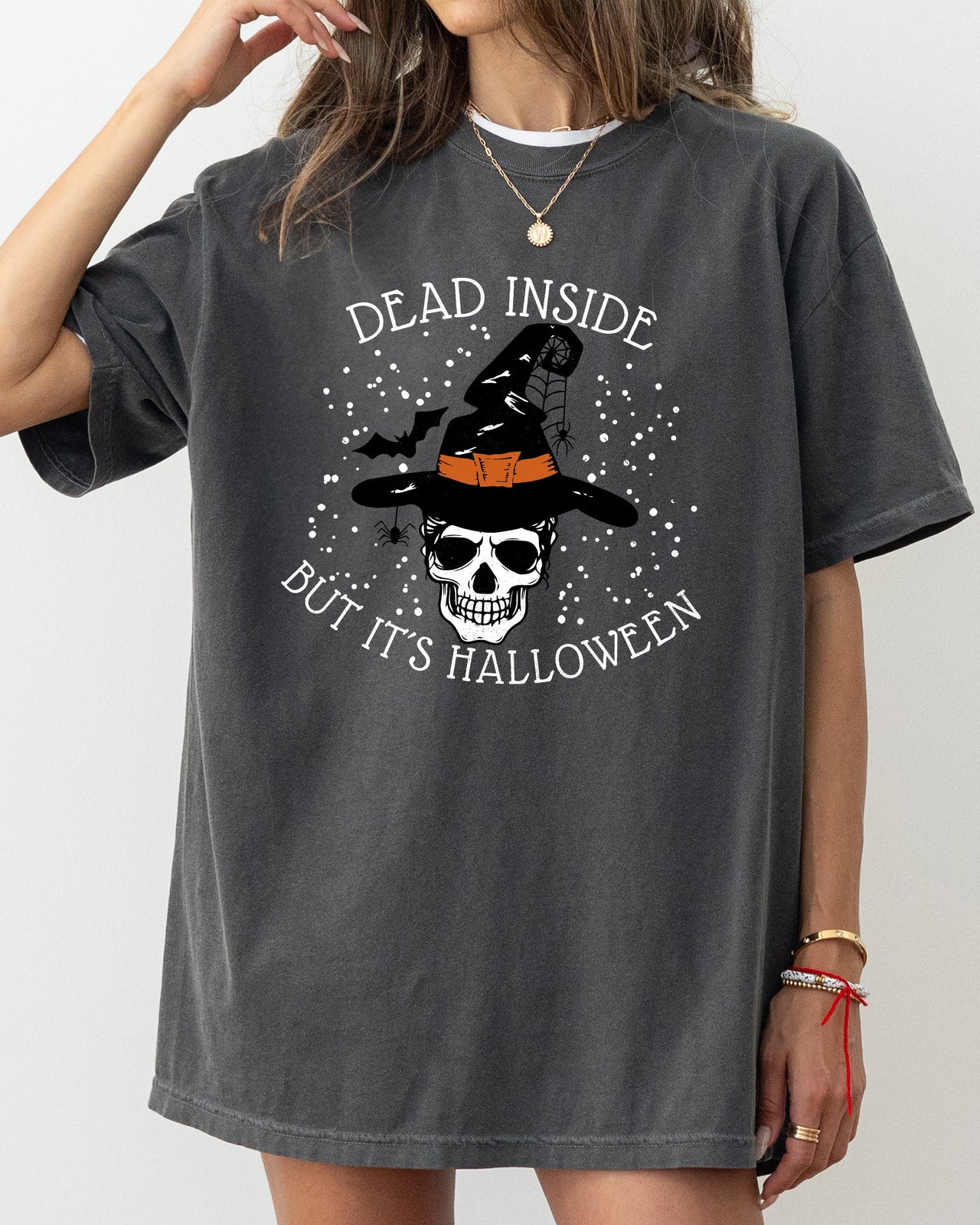 Dead Inside Skeleton Ghost Western Witch Skull Aesthetic Halloween Meme Costume Comfort Colors Tee