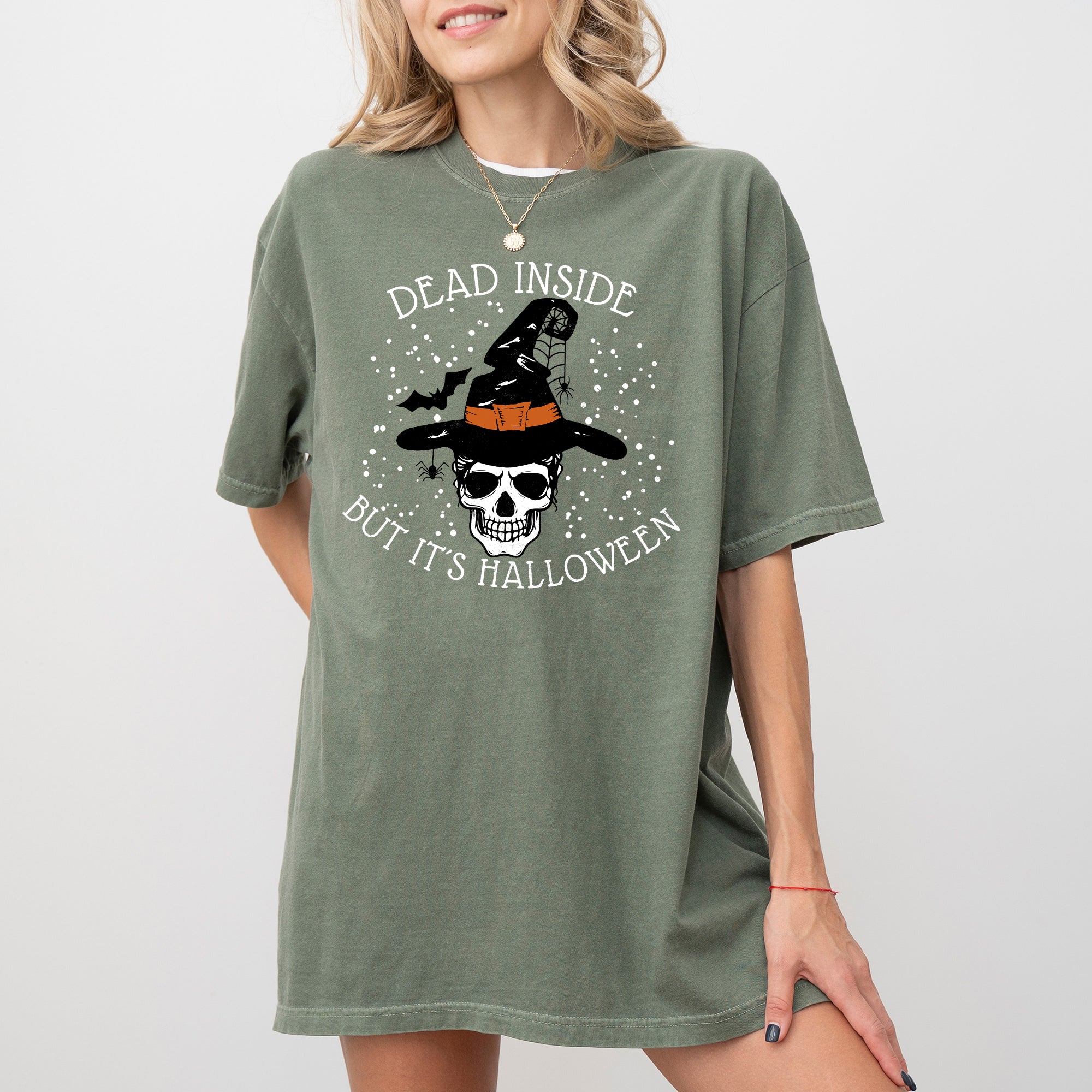 Dead Inside Skeleton Ghost Western Witch Skull Aesthetic Halloween Meme Costume Comfort Colors Tee