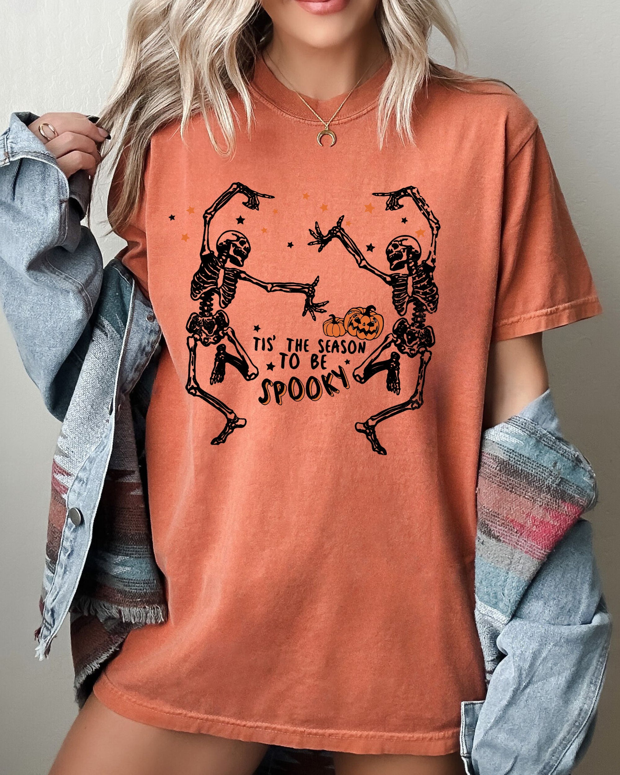 Tis The Season Spooky Skeleton Ghost Witch Skull Halloween Edition Comfort Colors Tee