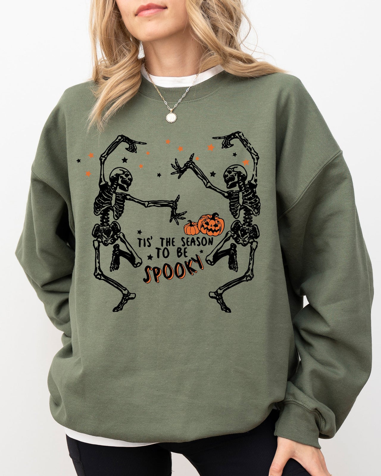 Tis The Season Spooky Skeleton Ghost Western Witch Skull Aesthetic Meme Halloween Costume Sweatshirt