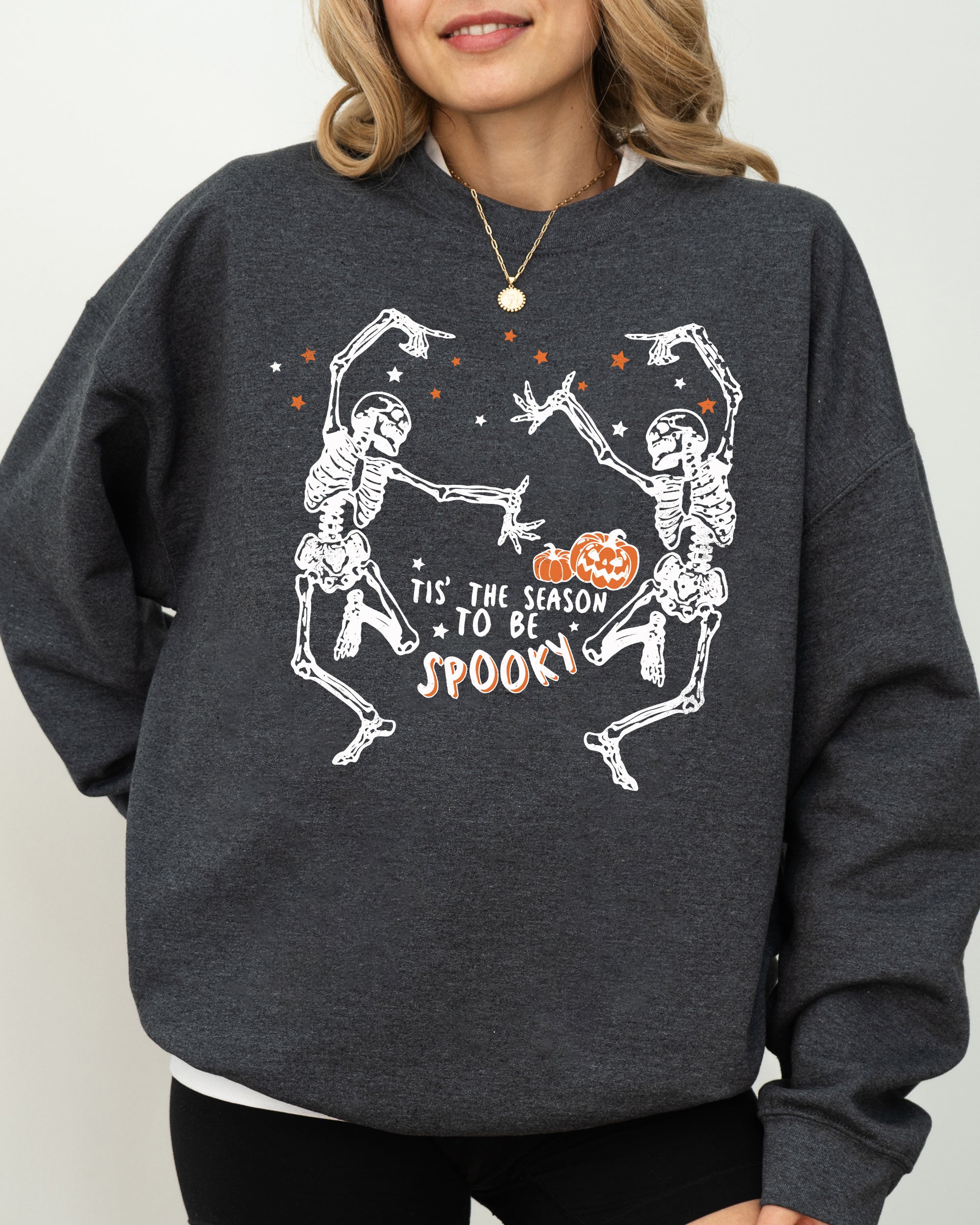 Tis The Season Spooky Skeleton Ghost Western Witch Skull Aesthetic Meme Halloween Costume Sweatshirt