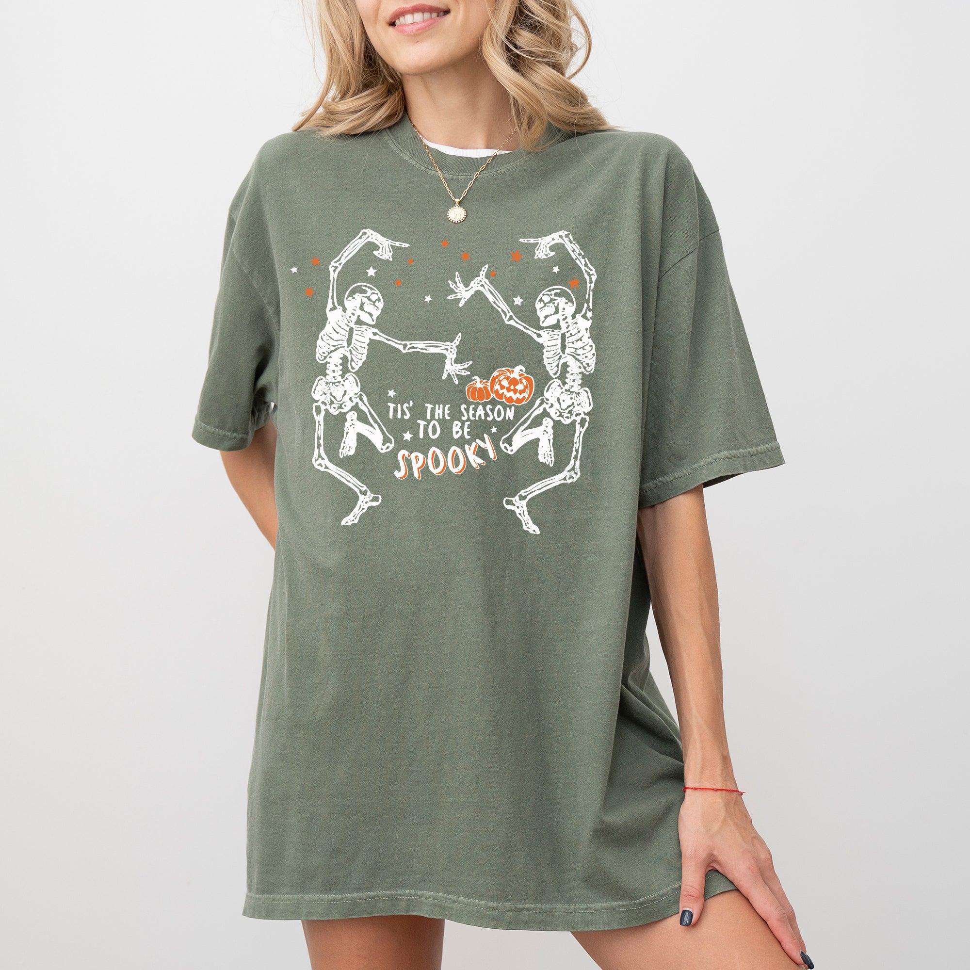 Tis The Season Spooky Skeleton Ghost Witch Skull Halloween Edition Comfort Colors Tee