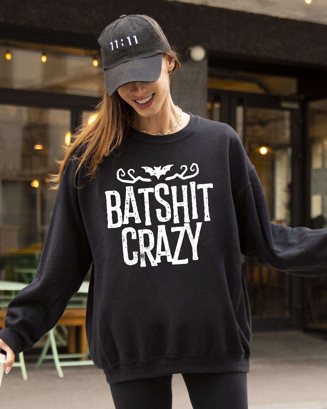 Batshit Crazy Skeletons Ghost Western Witch Skull Aesthetic Meme Halloween Costume Sweatshirt