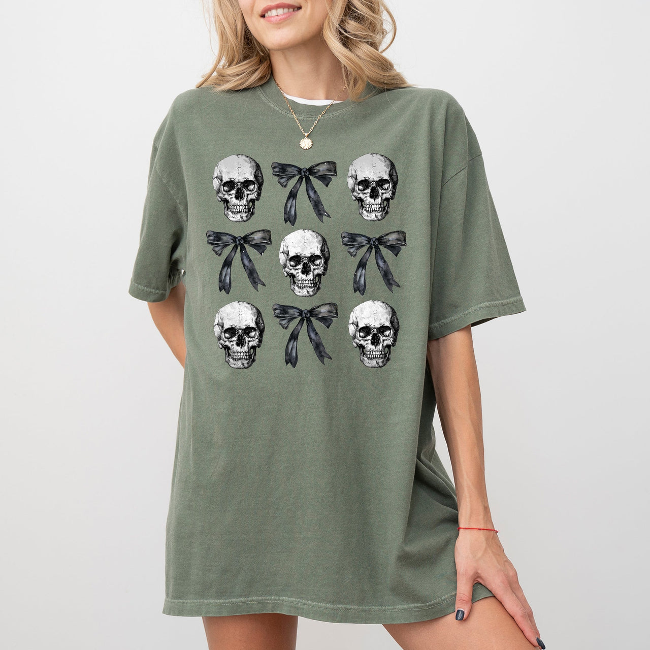 Bows And Skulls Skeleton Ghost Western Witch Aesthetic Meme Halloween Costume Comfort Colors Tee