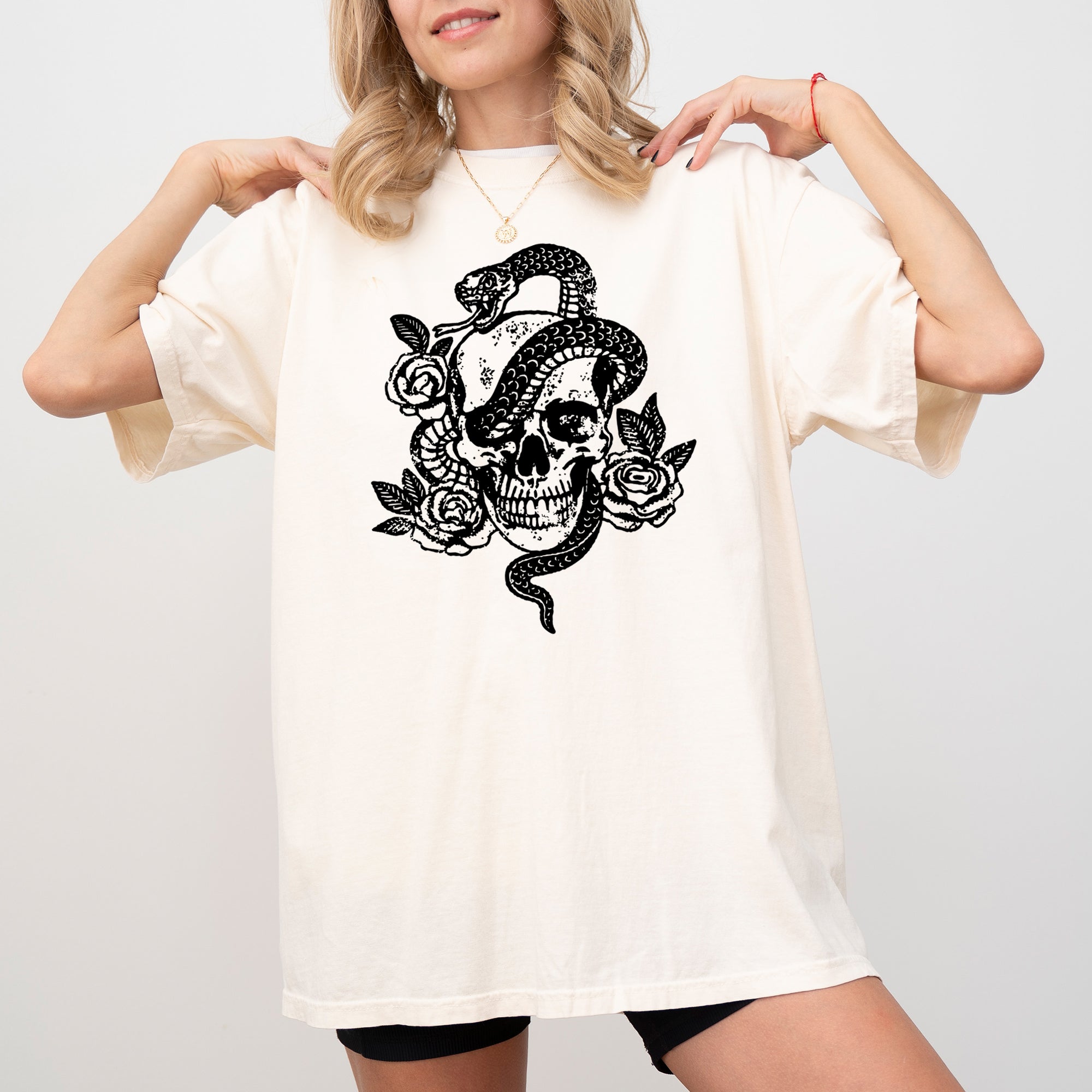 Skull Roses Snake Skeleton Ghost Western Witch Meme Halloween Costume Comfort Colors Tee