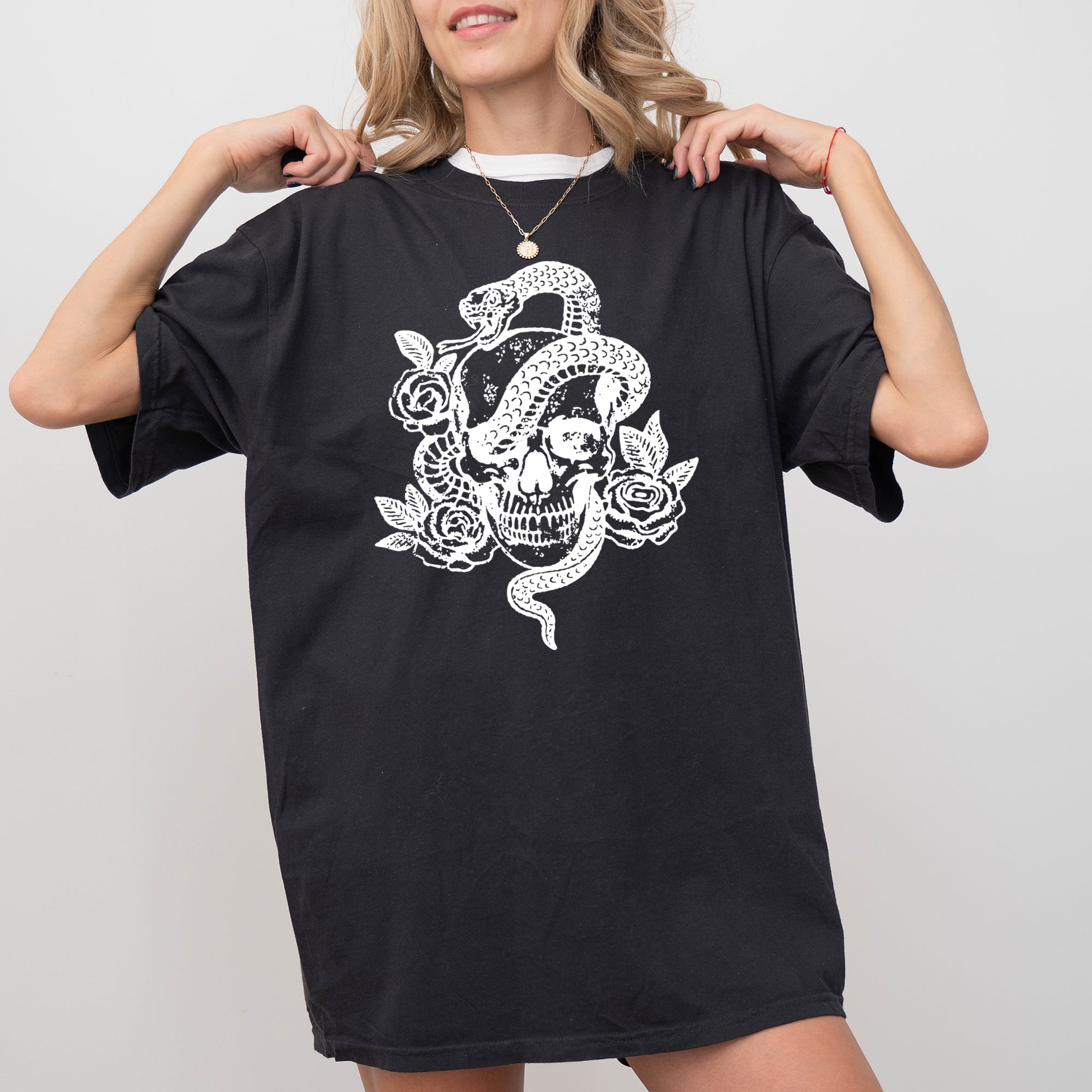 Skull Roses Snake Skeleton Ghost Western Witch Meme Halloween Costume Comfort Colors Tee