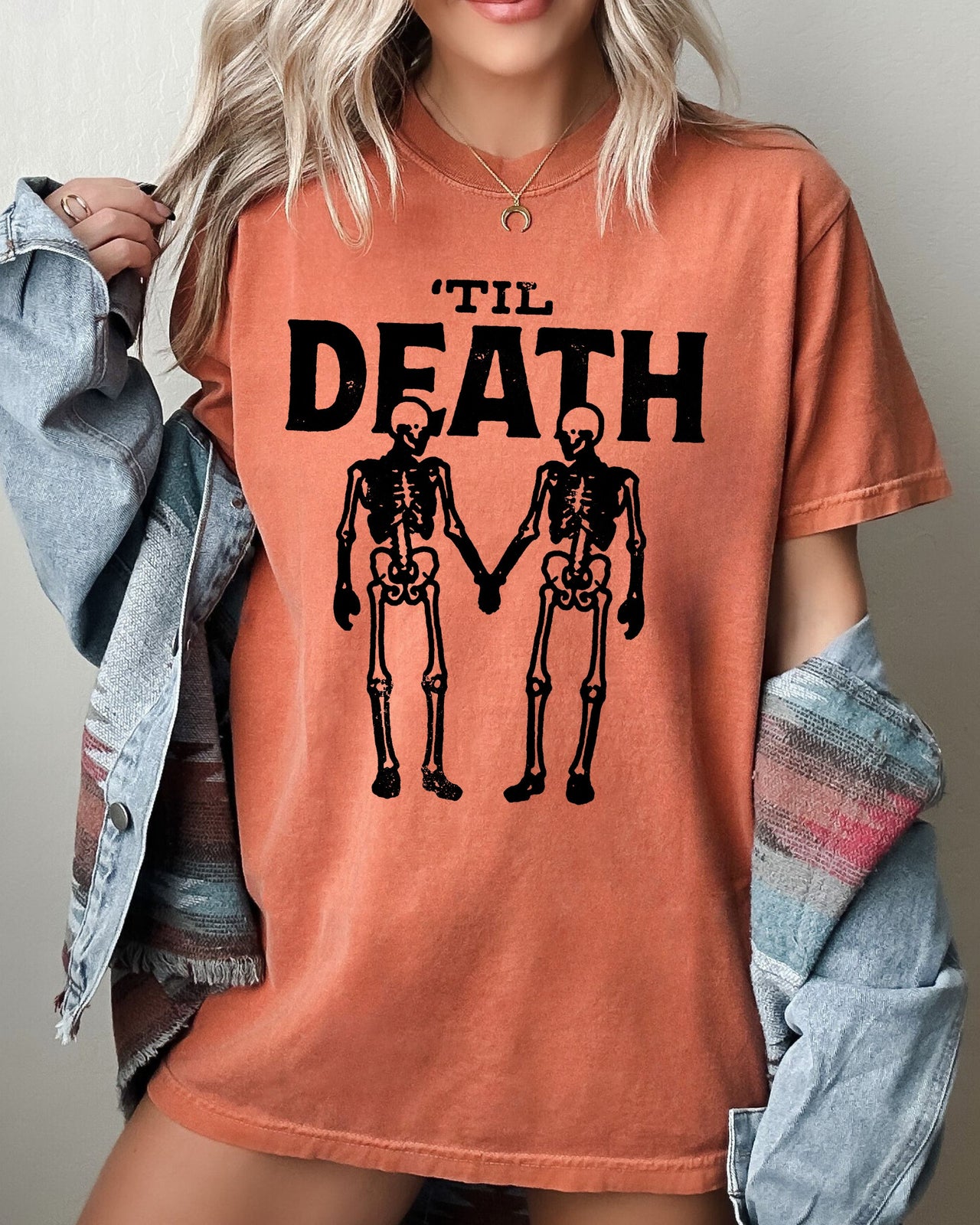 Til Death Skeleton Lovers Ghost Western Witch Halloween Costume Comfort Colors Tee