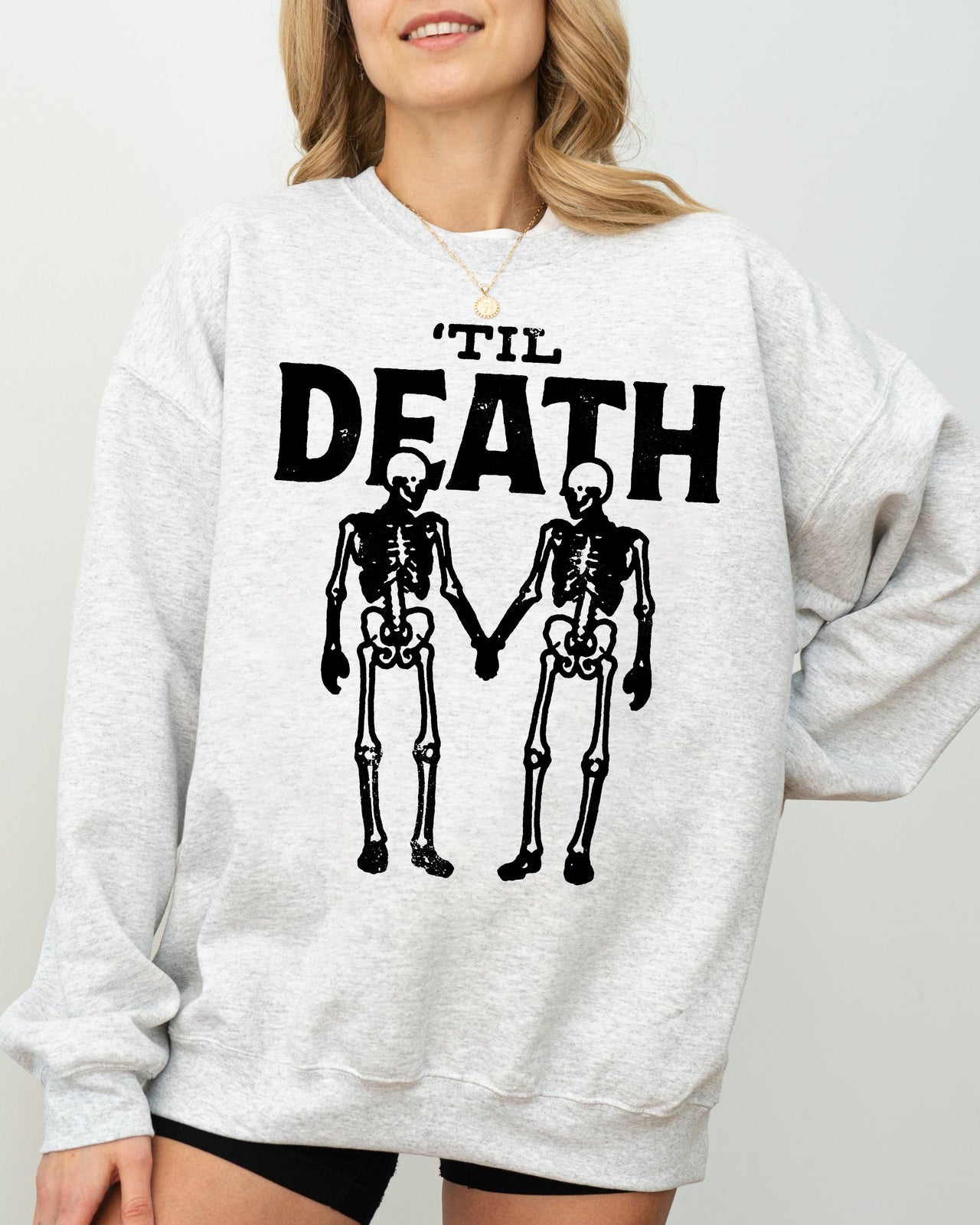 Til Death Skeleton Lovers Ghost Western Witch Aesthetic Meme Halloween Costume Sweatshirt