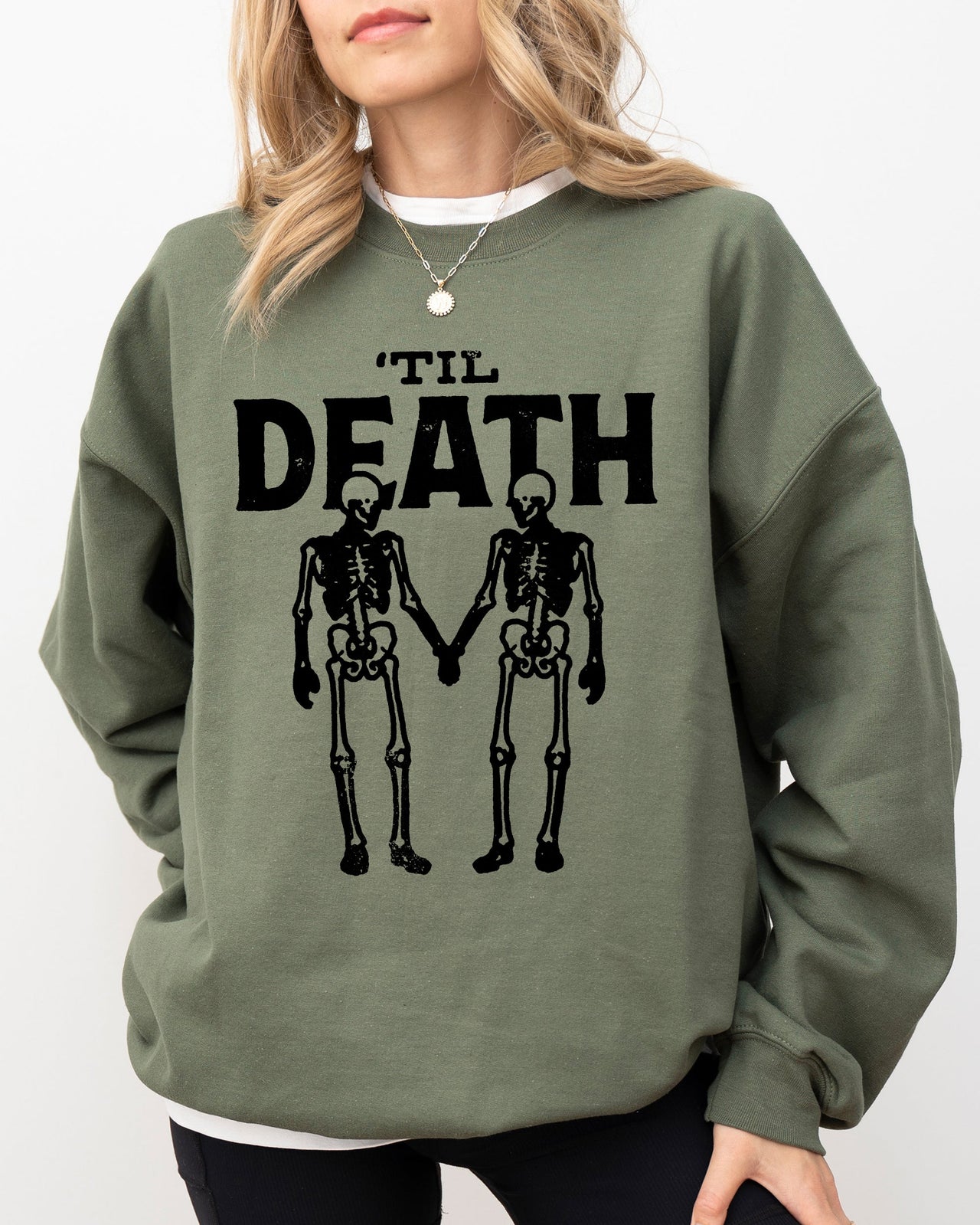 Til Death Skeleton Lovers Ghost Western Witch Aesthetic Meme Halloween Costume Sweatshirt