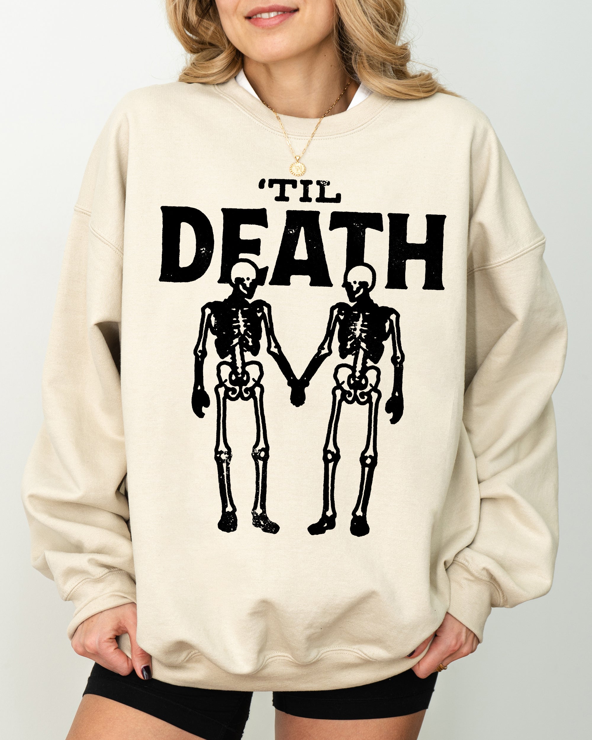 Til Death Skeleton Lovers Ghost Western Witch Aesthetic Meme Halloween Costume Sweatshirt