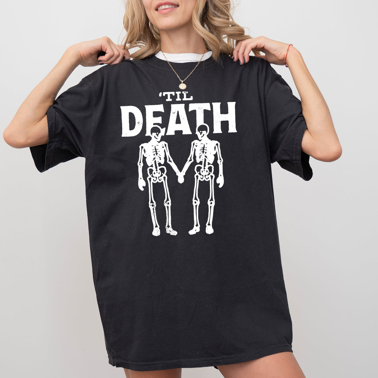 Til Death Skeleton Lovers Ghost Western Witch Halloween Costume Comfort Colors Tee