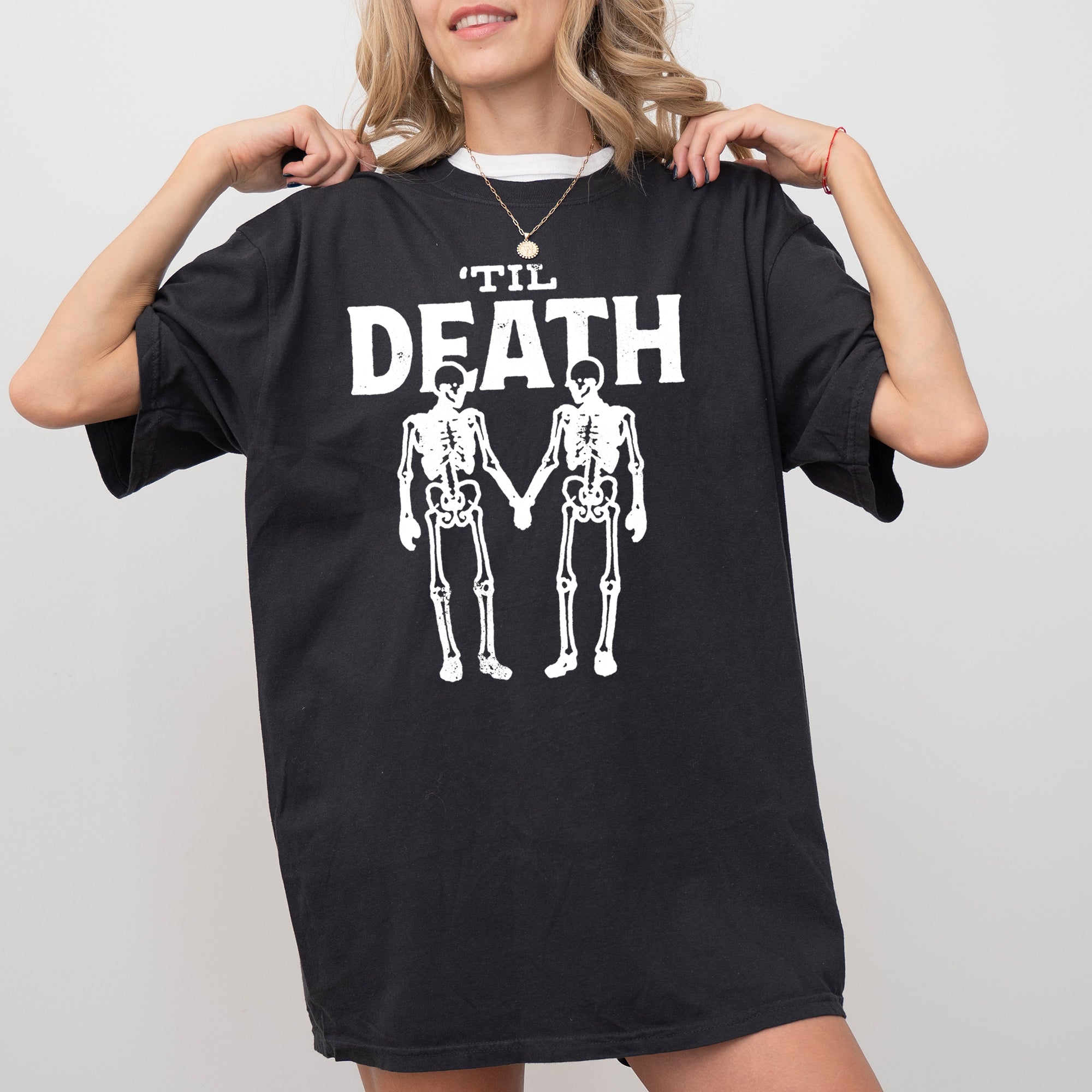 Til Death Skeleton Lovers Ghost Western Witch Halloween Costume Comfort Colors Tee