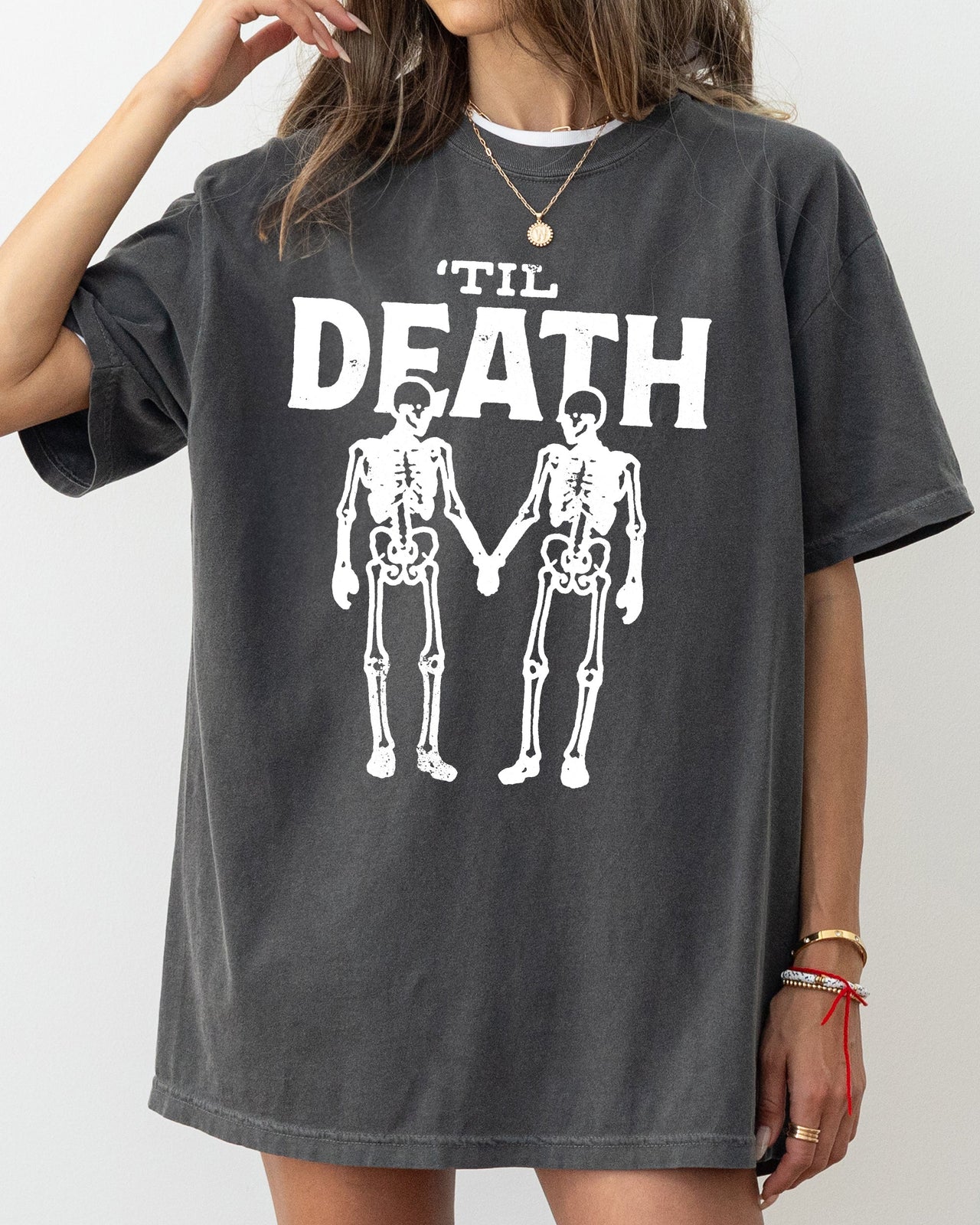 Til Death Skeleton Lovers Ghost Western Witch Halloween Costume Comfort Colors Tee