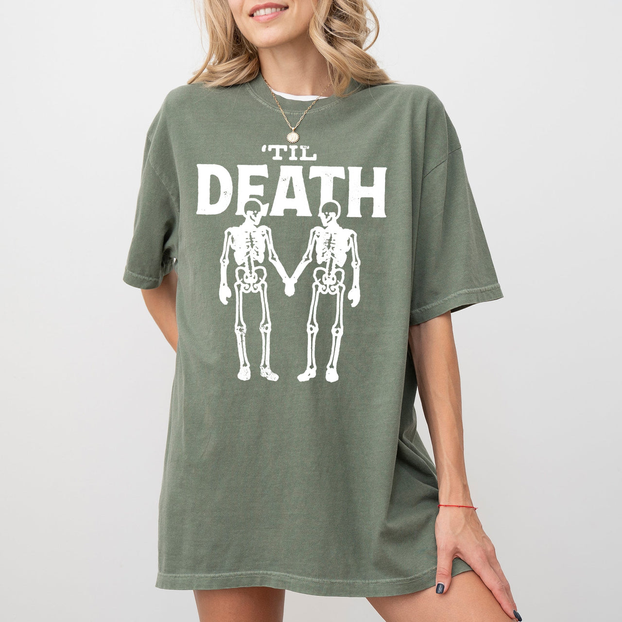 Til Death Skeleton Lovers Ghost Western Witch Halloween Costume Comfort Colors Tee