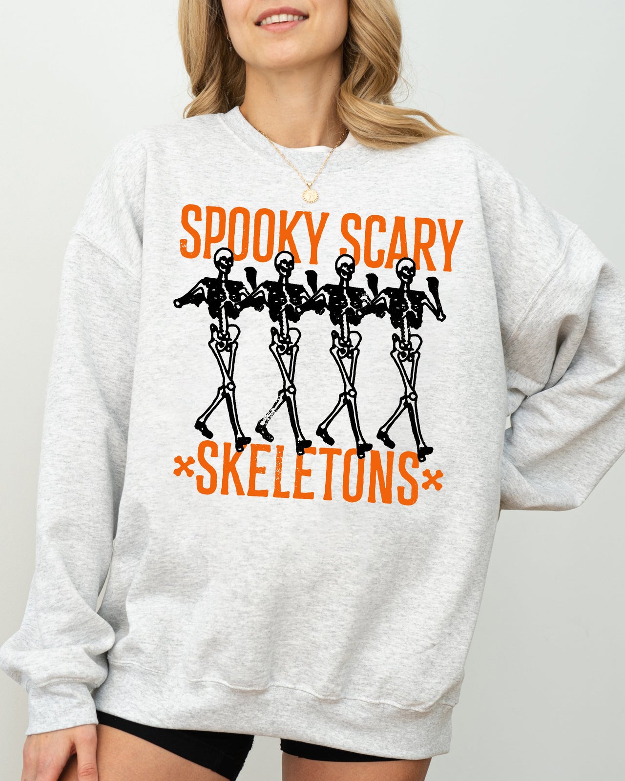 Spooky Scary Skeleton Ghost Witch Halloween Costume Nighttime Party Graphic Sweatshirt