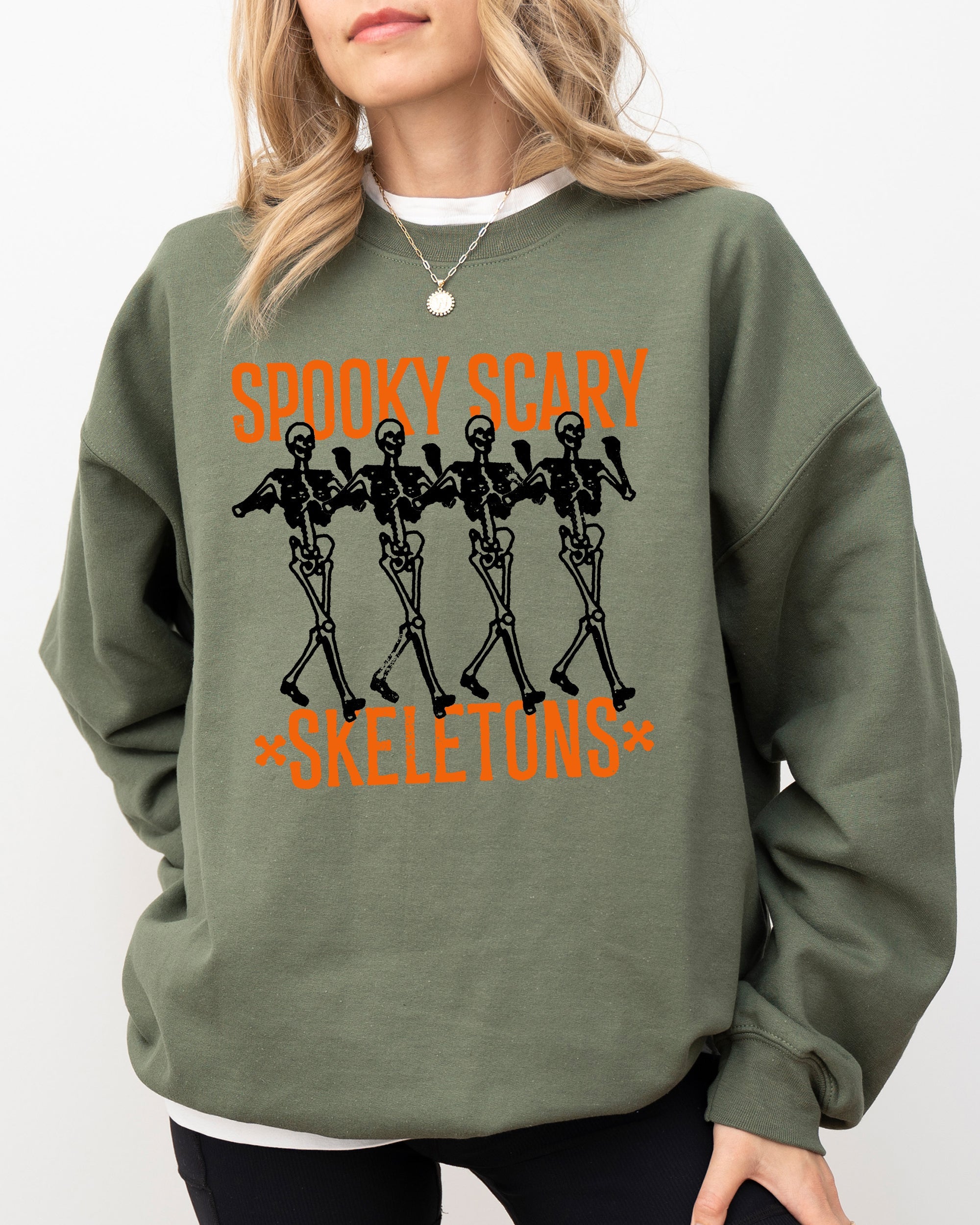 Spooky Scary Skeleton Ghost Witch Halloween Costume Nighttime Party Graphic Sweatshirt