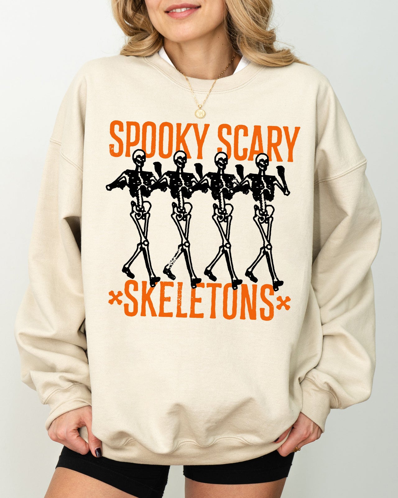 Spooky Scary Skeleton Ghost Witch Halloween Costume Nighttime Party Graphic Sweatshirt