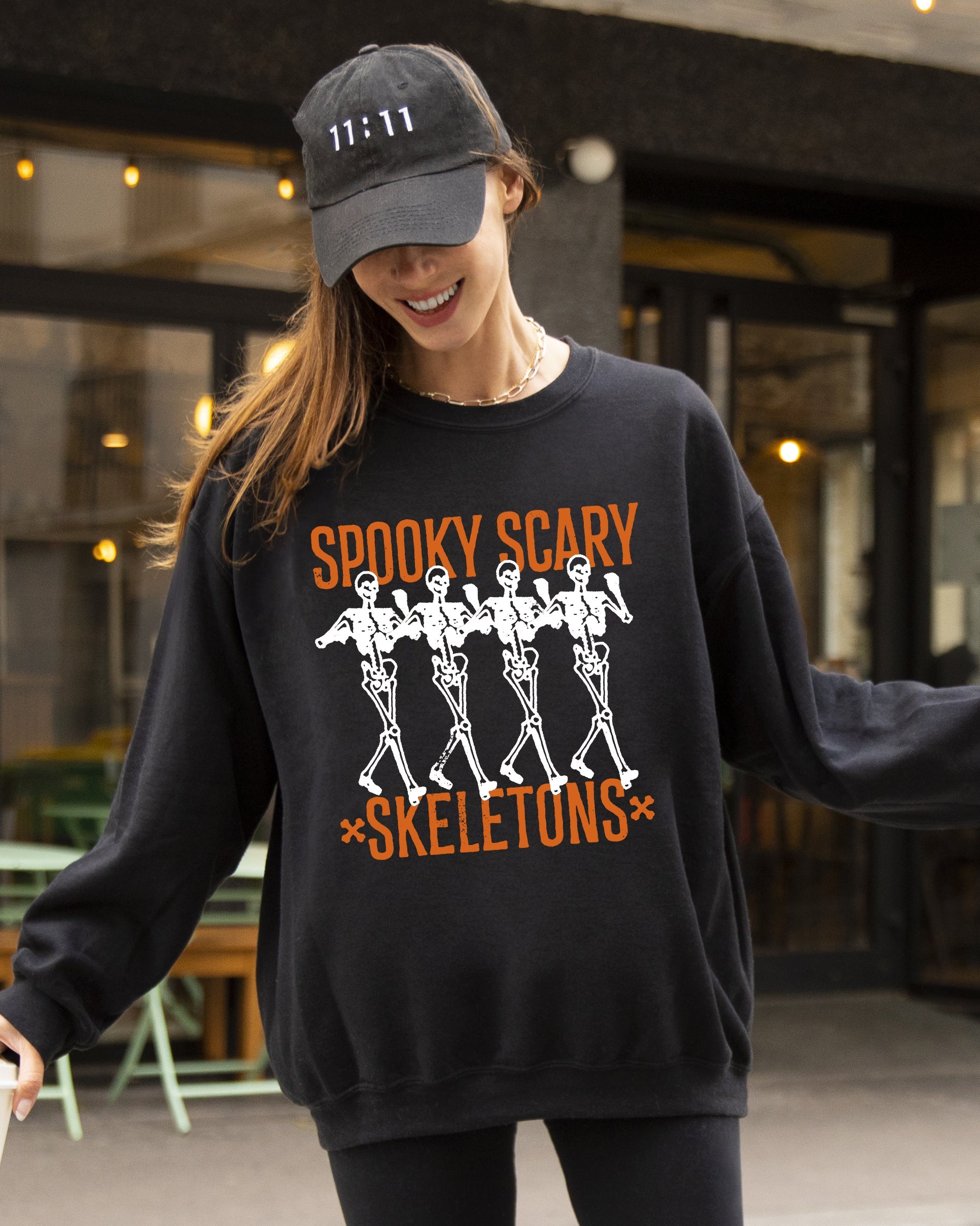Spooky Scary Skeleton Ghost Witch Halloween Costume Nighttime Party Graphic Sweatshirt