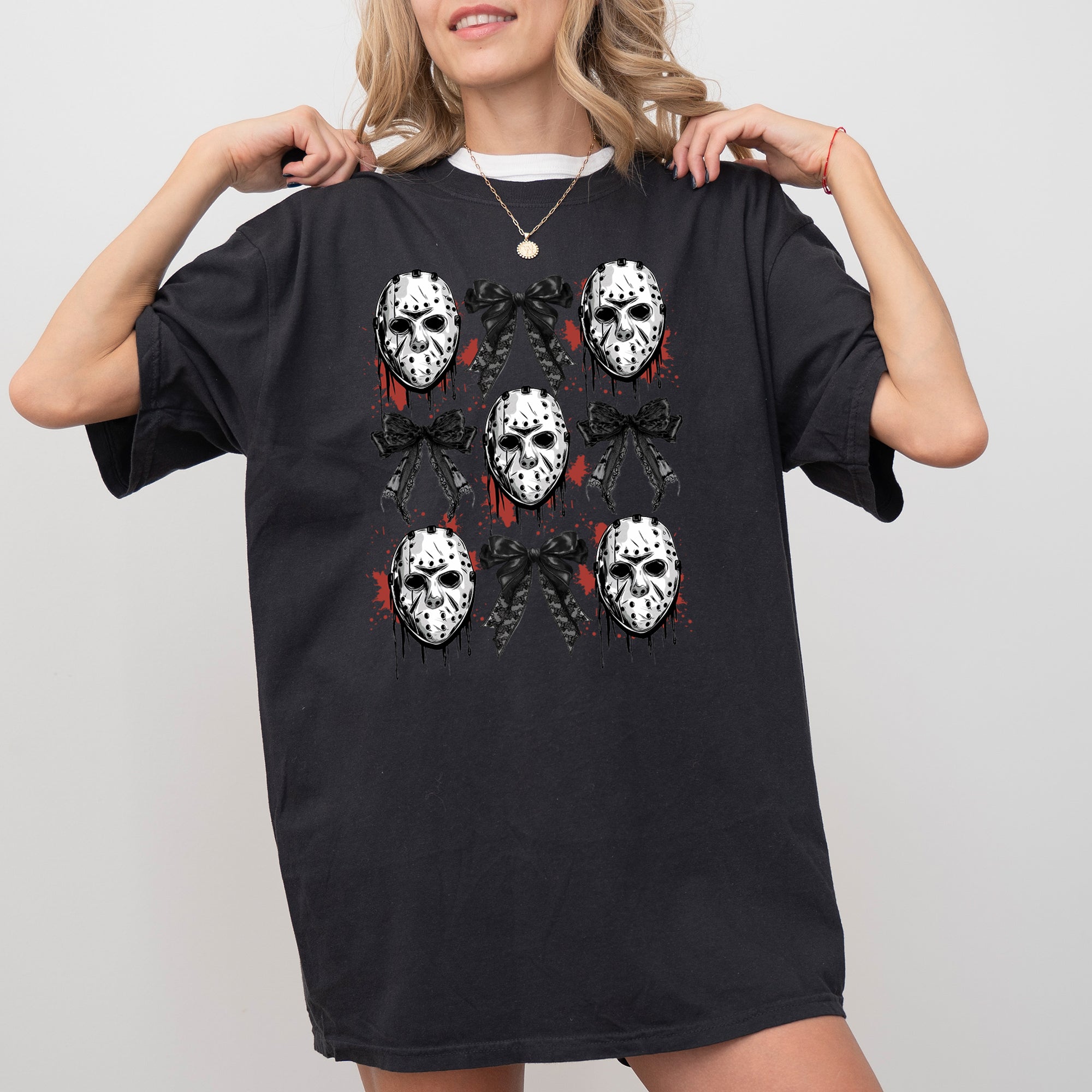 Masks and Bows Ghost Spooky Skeleton Witch Halloween Meme Costume Comfort Colors Tee