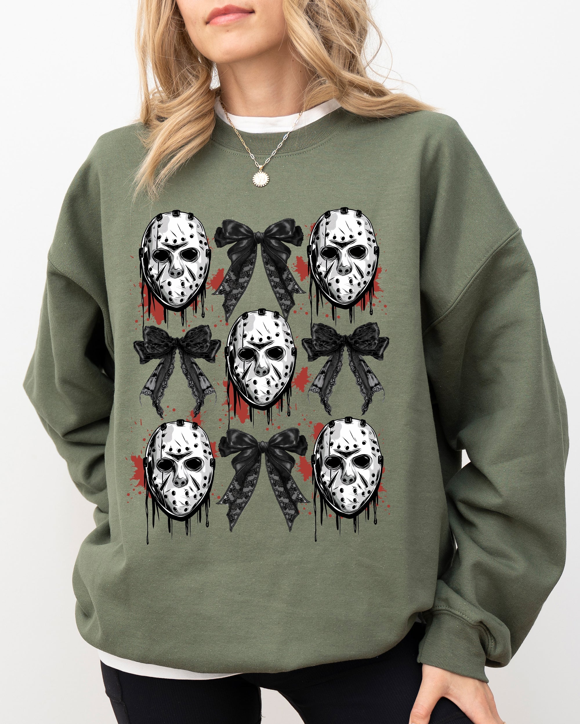Ancient Mystic Masks and Bows Ghost Spooky Skeleton Witch Western Theme Halloween Costume Sweatshirt