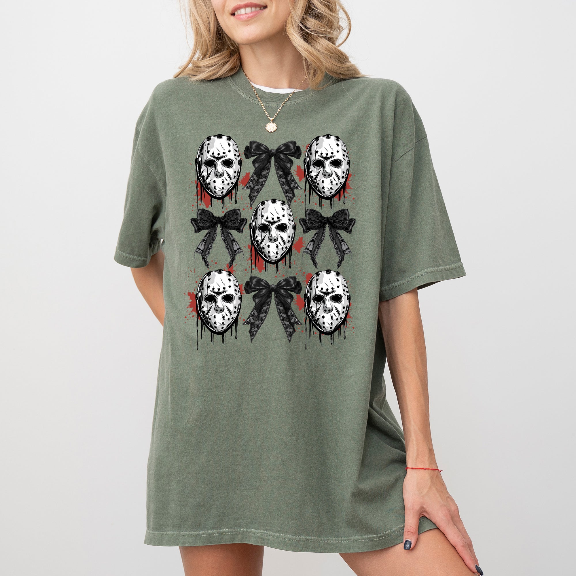 Masks and Bows Ghost Spooky Skeleton Witch Halloween Meme Costume Comfort Colors Tee