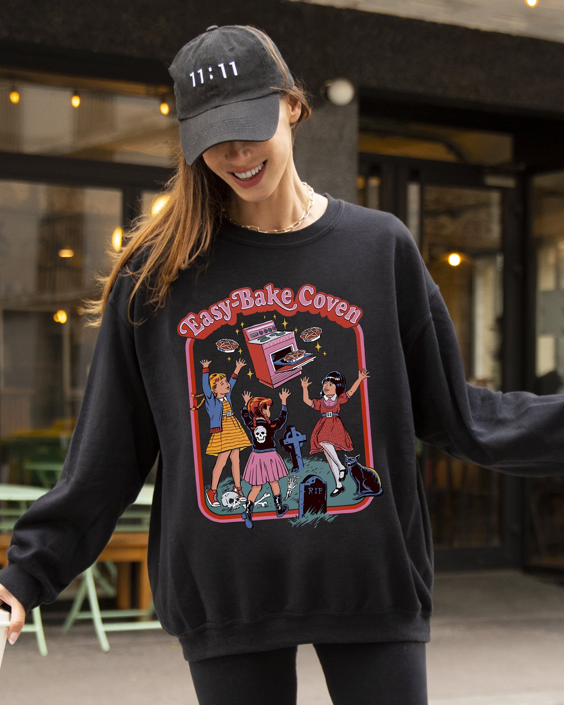 Easy-Bake Coven Ghost Spooky Scary Skeleton Skull Western Witch Aesthetic Meme Halloween Costume Sweatshirt