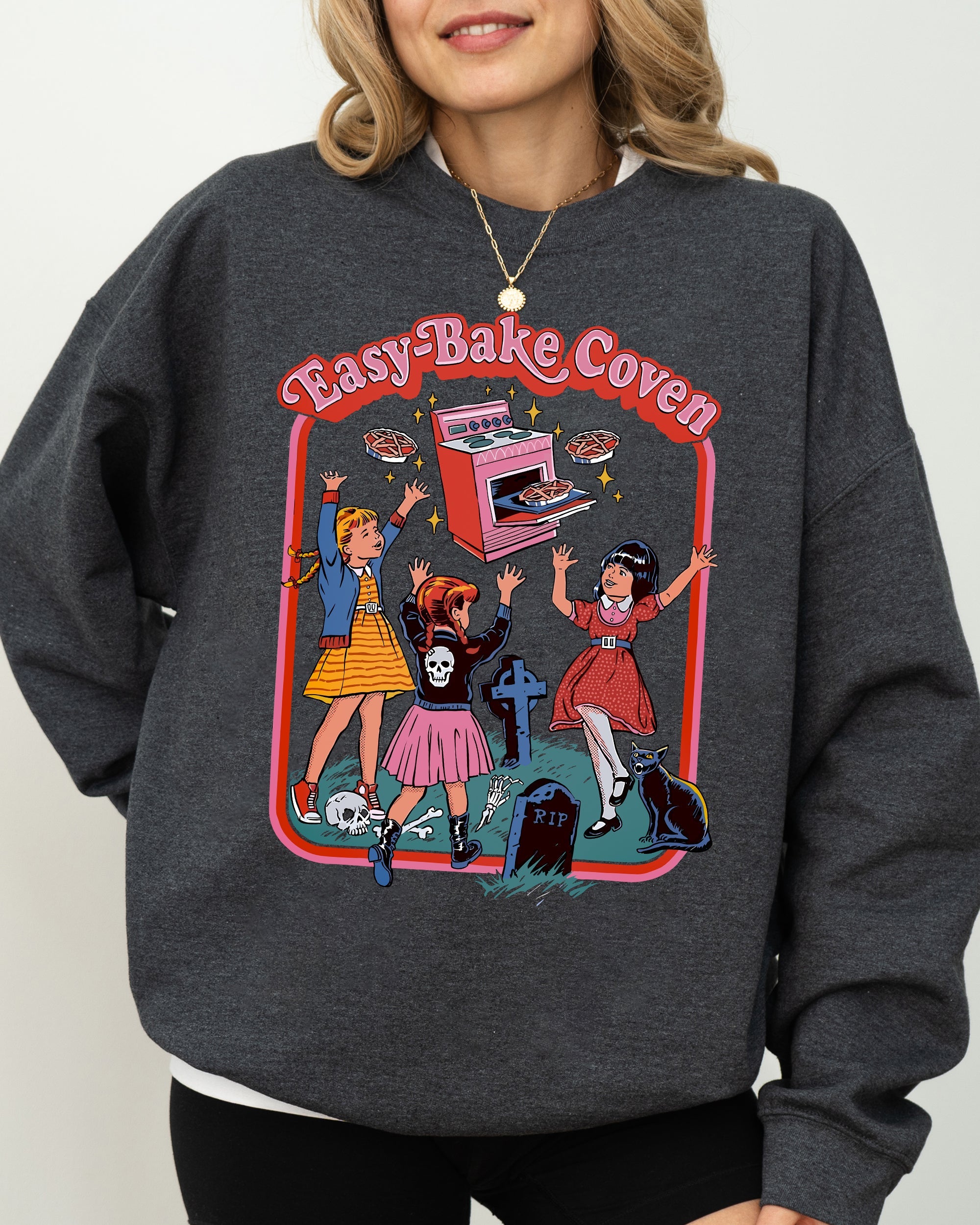 Easy-Bake Coven Ghost Spooky Scary Skeleton Skull Western Witch Aesthetic Meme Halloween Costume Sweatshirt