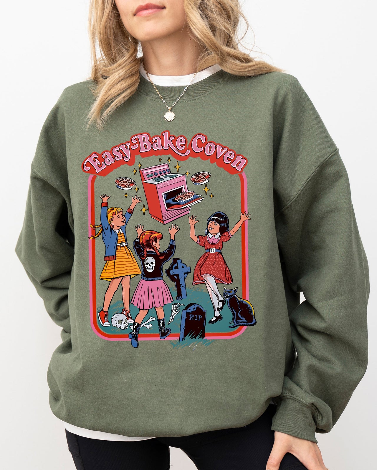 Easy-Bake Coven Ghost Spooky Scary Skeleton Skull Western Witch Aesthetic Meme Halloween Costume Sweatshirt