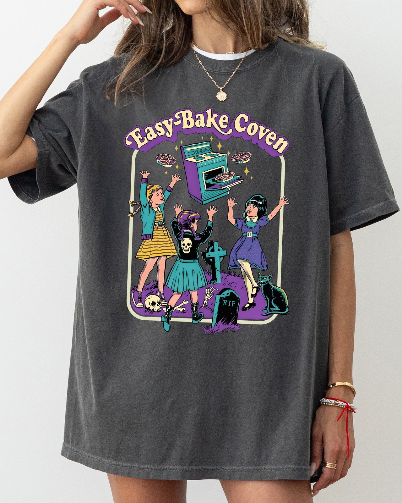 Easy-Bake Coven Retro Ghost Spooky Skeleton Witch Halloween Costume Meme Comfort Colors Tee