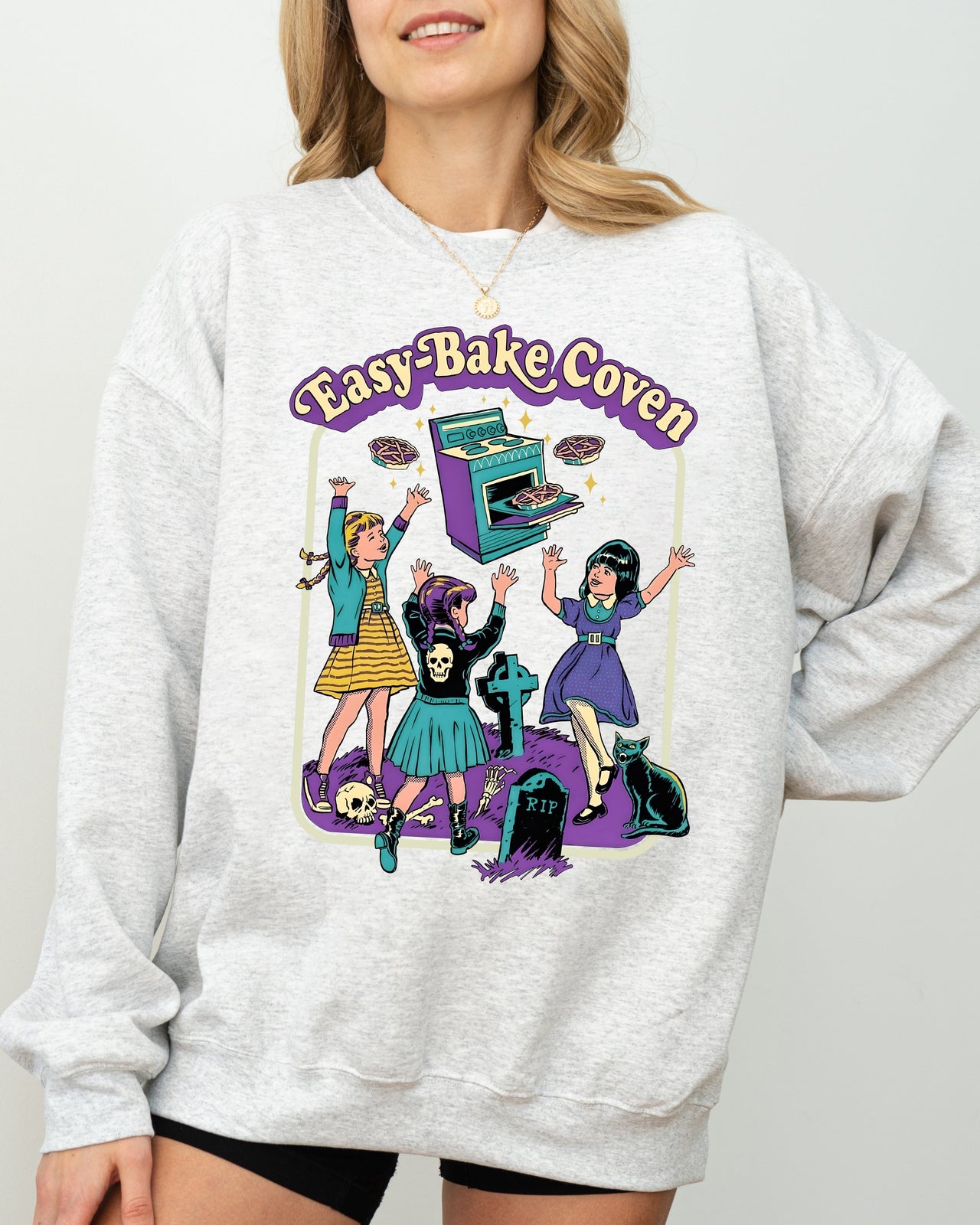 Easy-Bake Coven Retro Ghost Spooky Skeleton Witch Aesthetic Meme Halloween Costume Sweatshirt