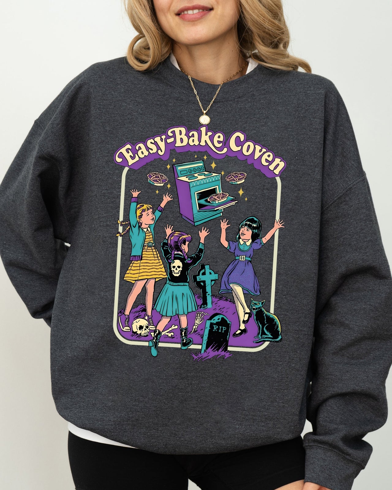 Easy-Bake Coven Retro Ghost Spooky Skeleton Witch Aesthetic Meme Halloween Costume Sweatshirt