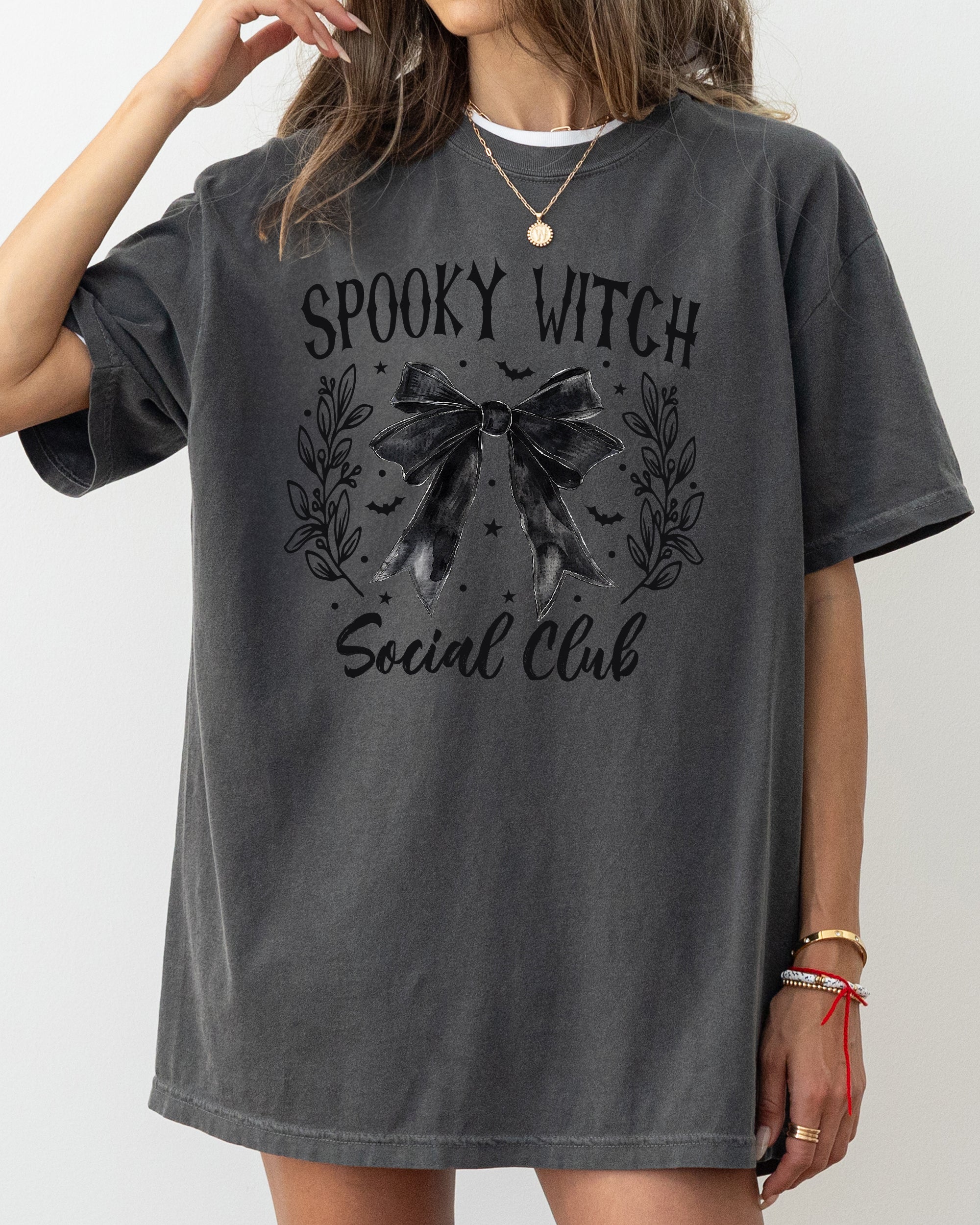 Spooky Witch Social Club Ghost Skeleton Halloween Costume Scary Haunted Comfort Colors Tee