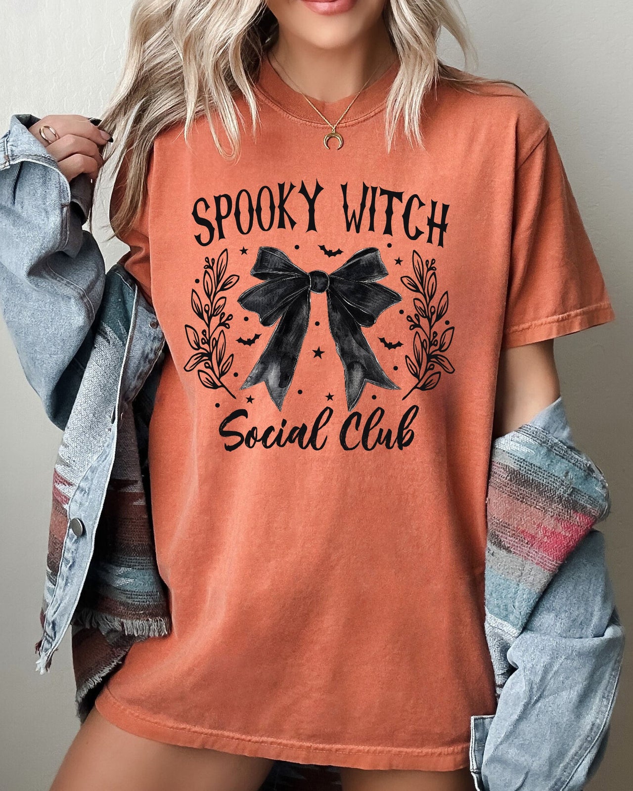 Spooky Witch Social Club Ghost Skeleton Halloween Costume Scary Haunted Comfort Colors Tee