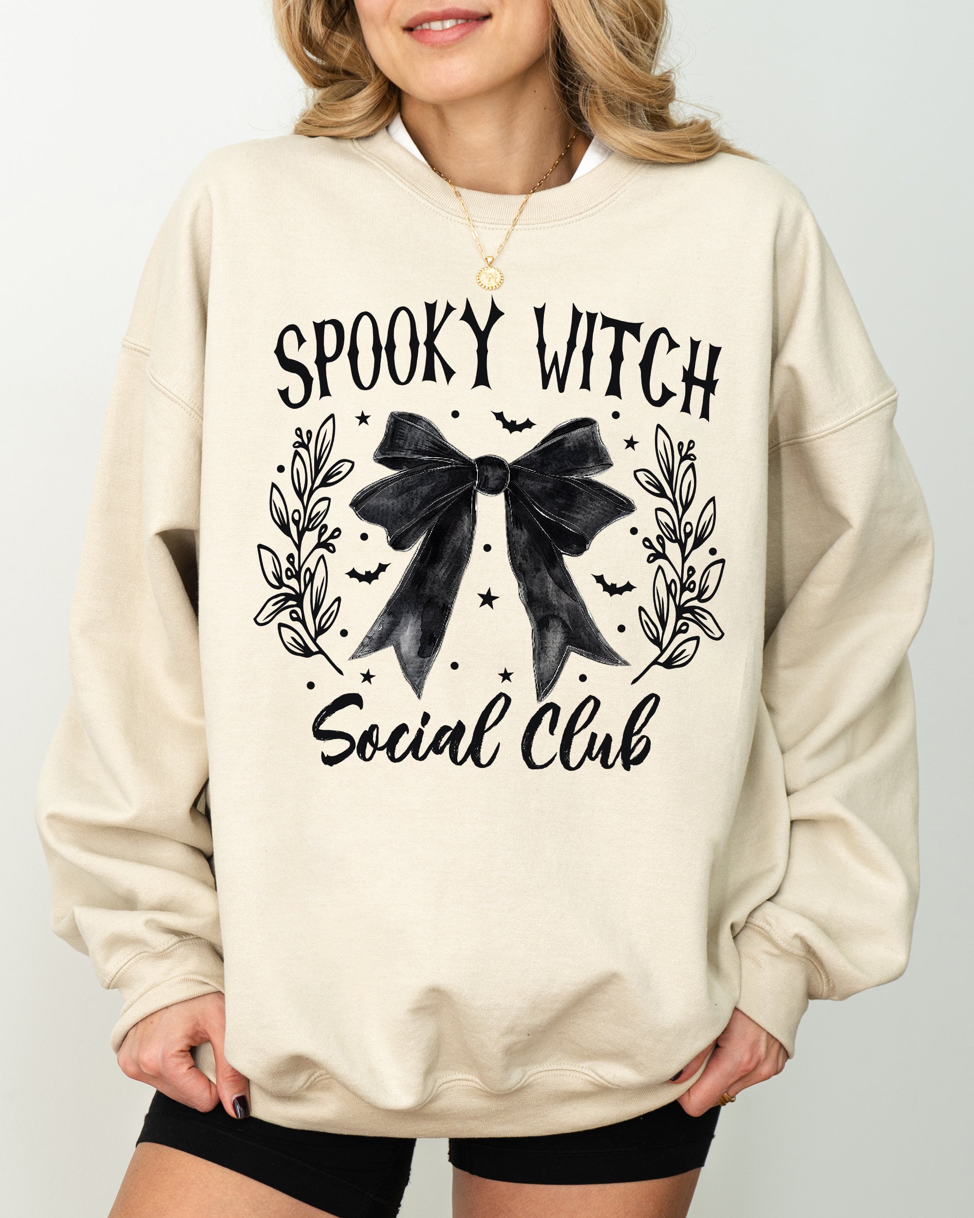 Spooky Witch Social Club Ghost Spooky Scary Skeleton Skull Western Witch Halloween Sweatshirt