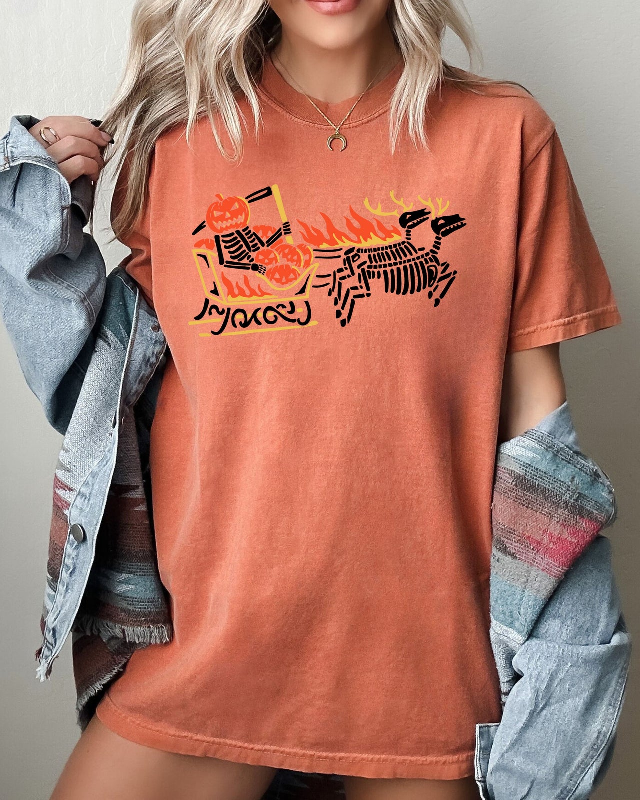 Pumpkin Head Santa Skeleton Ghost Spooky Halloween Meme Costume Comfort Colors Tee