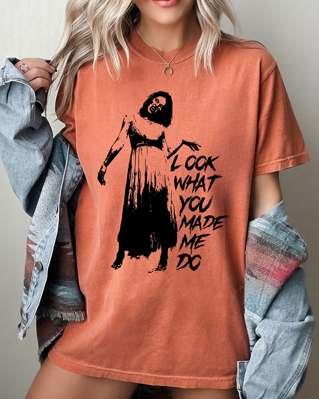Look What You Made Me Do Skeleton Ghost Spooky Halloween Witch Meme Comfort Colors Tee
