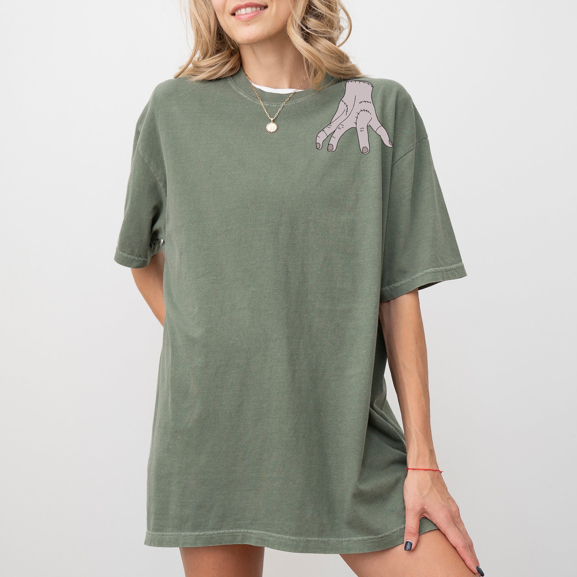 The Addams Hand Neck Skeleton Ghost Spooky Scary Skull Western Witch Aesthetic Meme Halloween Costume Comfort Colors Tee