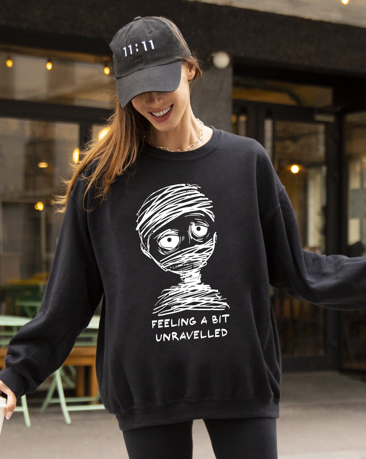 Feeling A Bit Unravelled Mummy Funny Meme Halloween Witch Spooky Skeleton Mental Health Sweatshirt