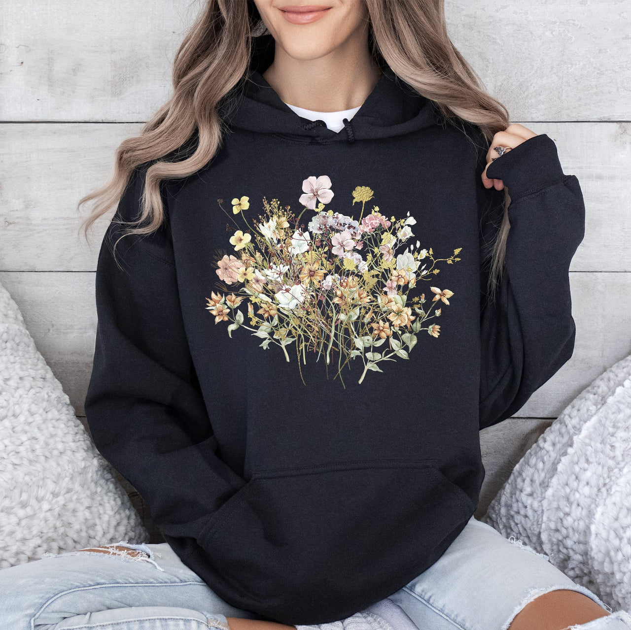 Meadow Pressed Flowers Hoodie