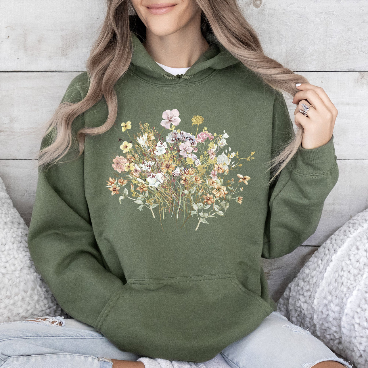 Meadow Pressed Flowers Hoodie