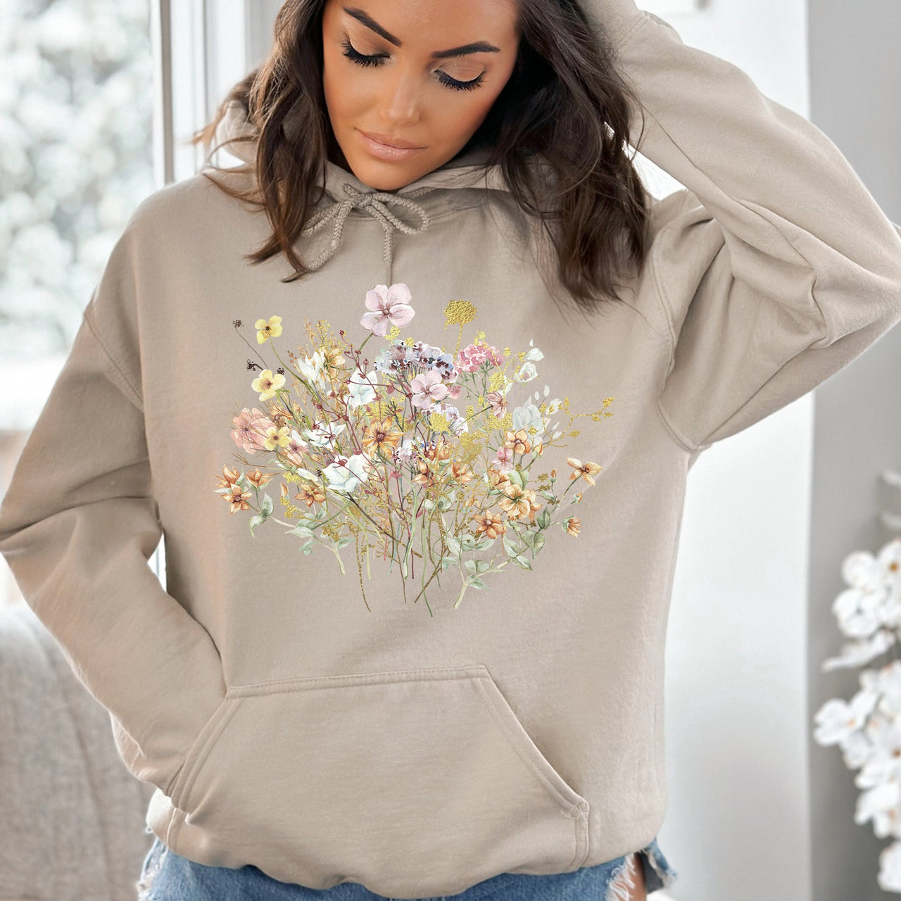Meadow Pressed Flowers Hoodie