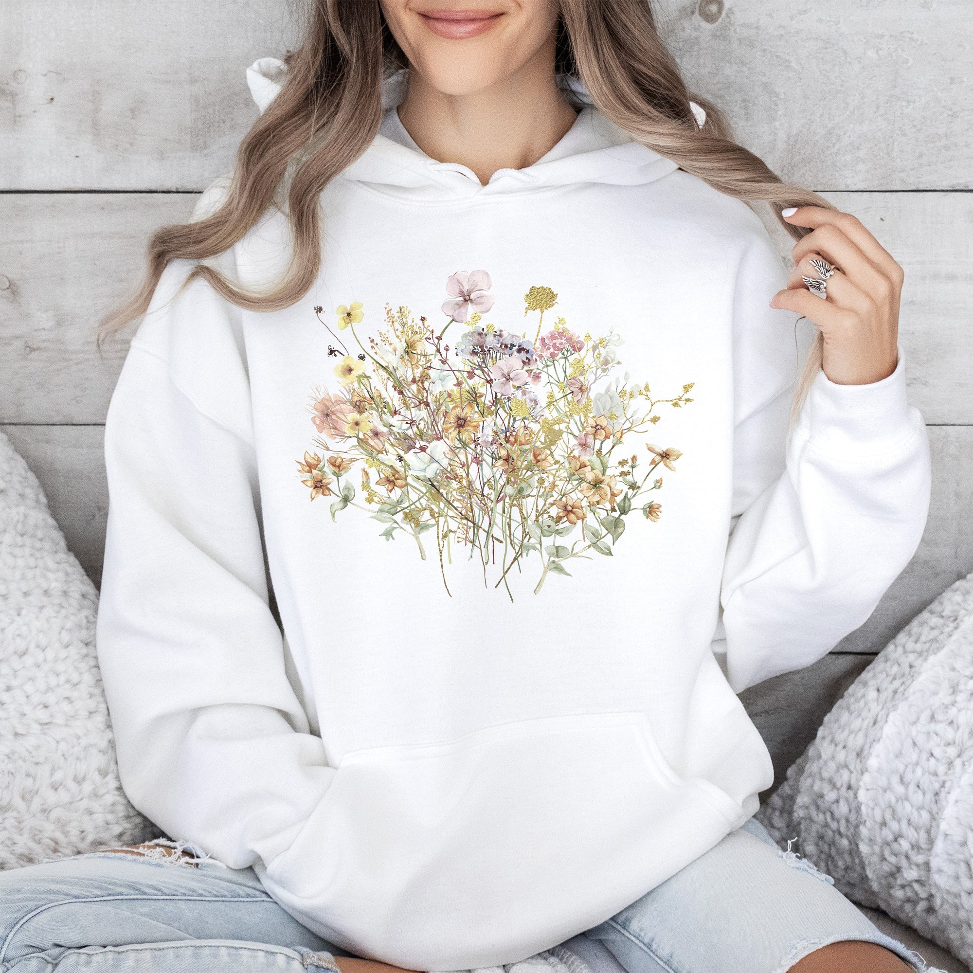 Meadow Pressed Flowers Hoodie