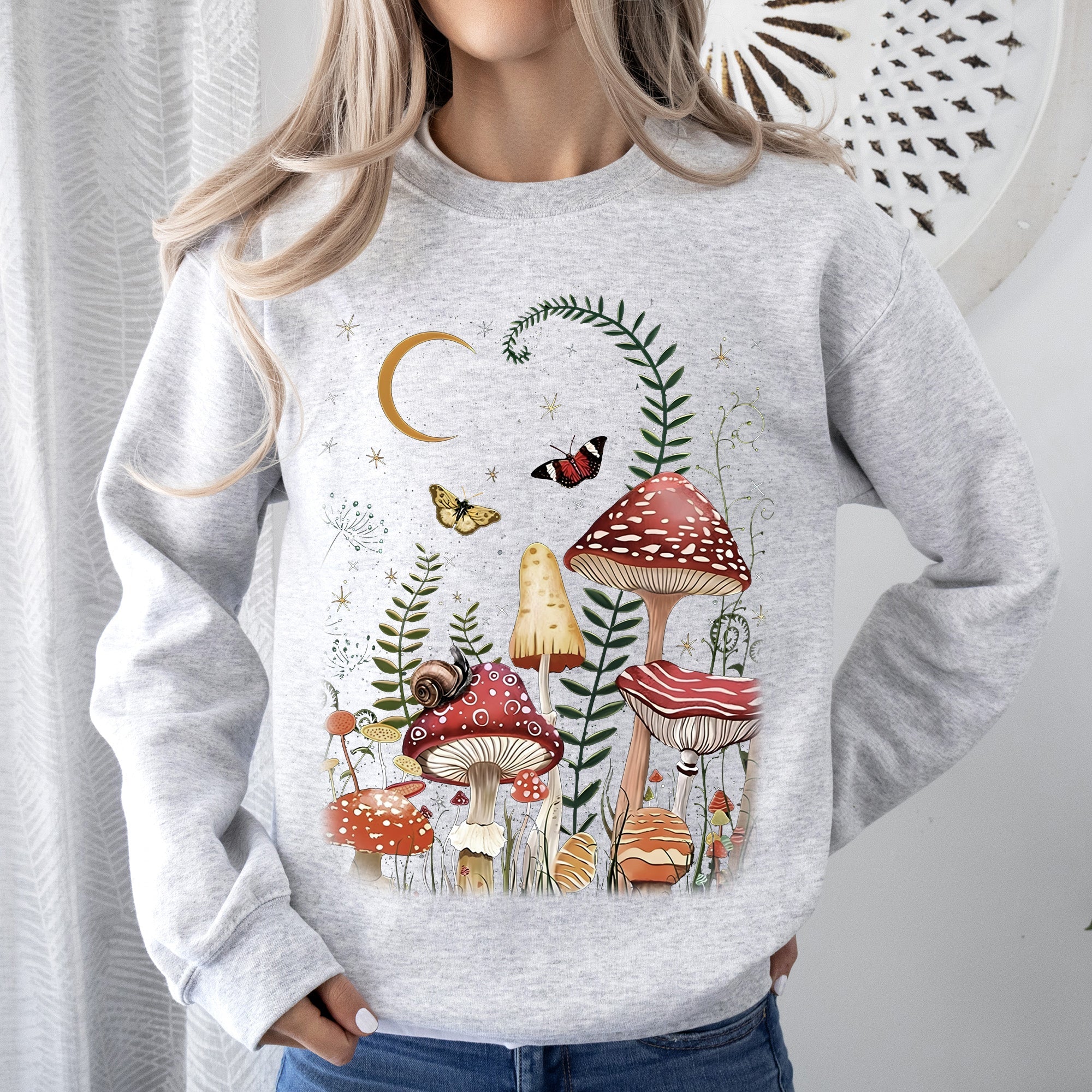 Mystical Mushroom Forest Moonlit Glade Spirit Realm Edition Nature Inspired Sweatshirt