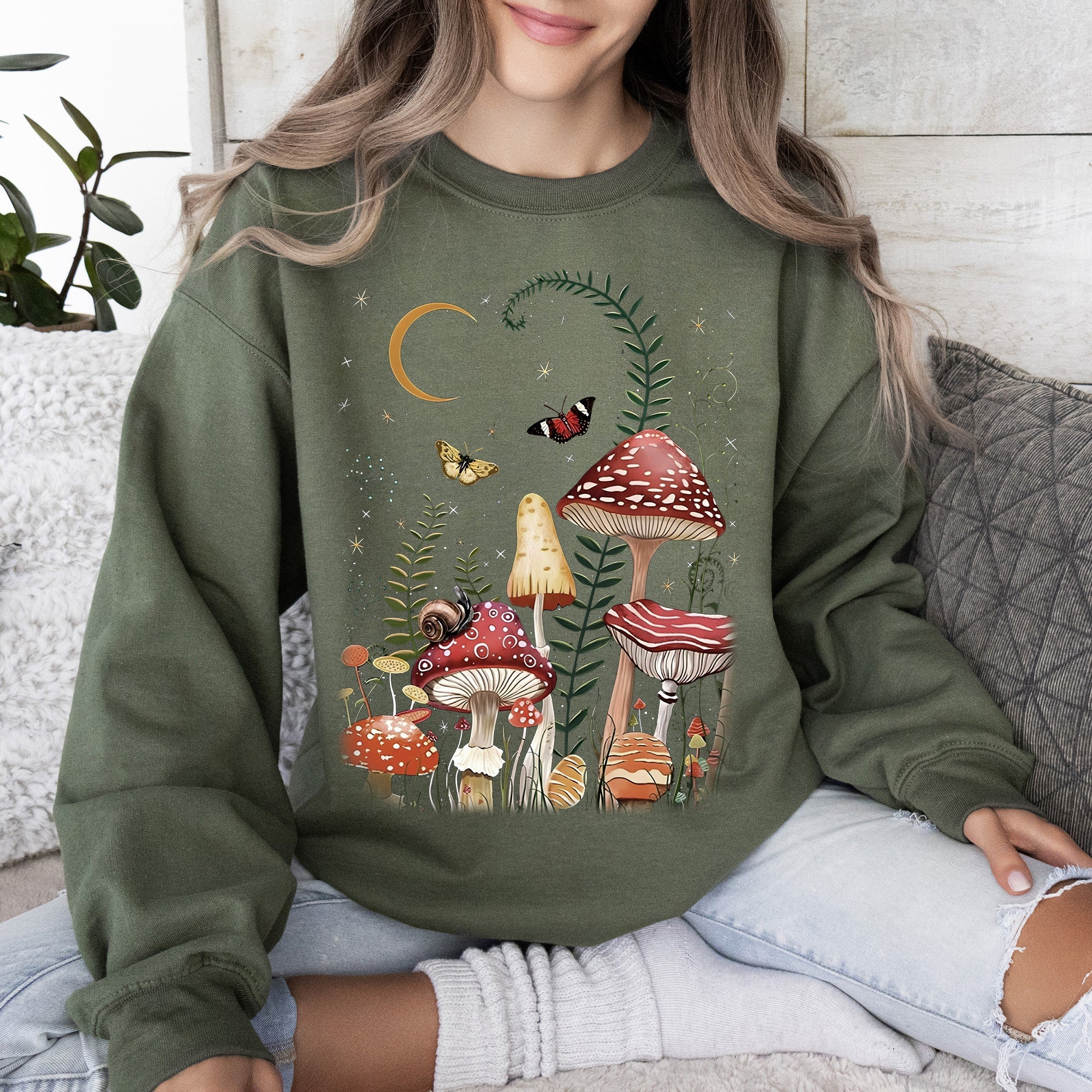 Mystical Mushroom Forest Moonlit Glade Spirit Realm Edition Nature Inspired Sweatshirt