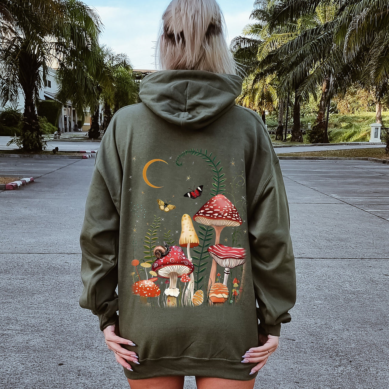 Mystical Mushroom Forest Enchanted Night Sky Mushrooms Dreamscape Woodland Garden Rituals Hoodie