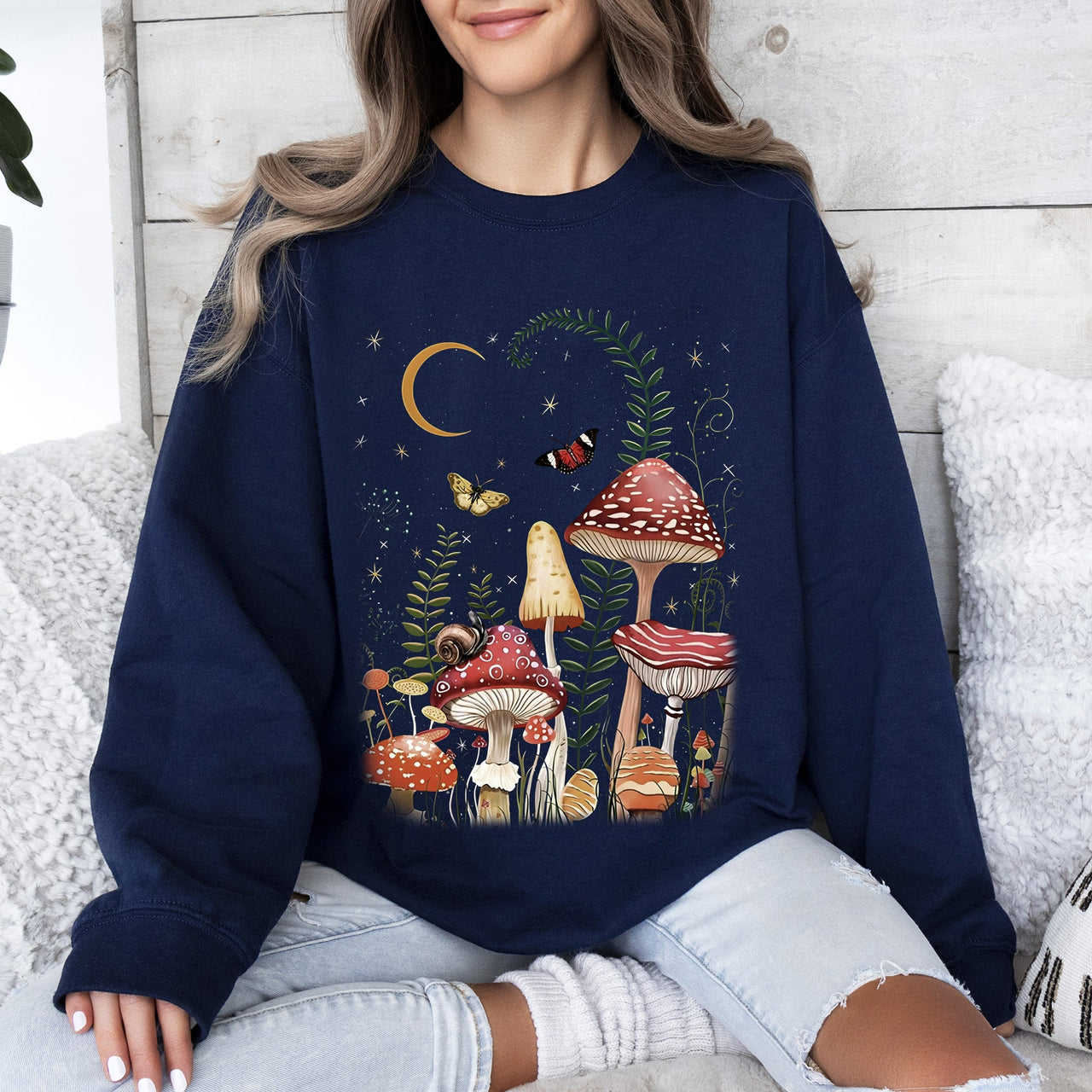 Mystical Mushroom Forest Moonlit Glade Spirit Realm Edition Nature Inspired Sweatshirt
