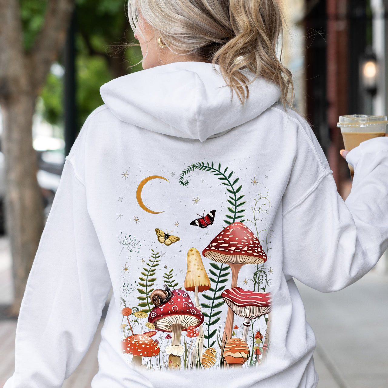 Mystical Mushroom Forest Enchanted Night Sky Mushrooms Dreamscape Woodland Garden Rituals Hoodie