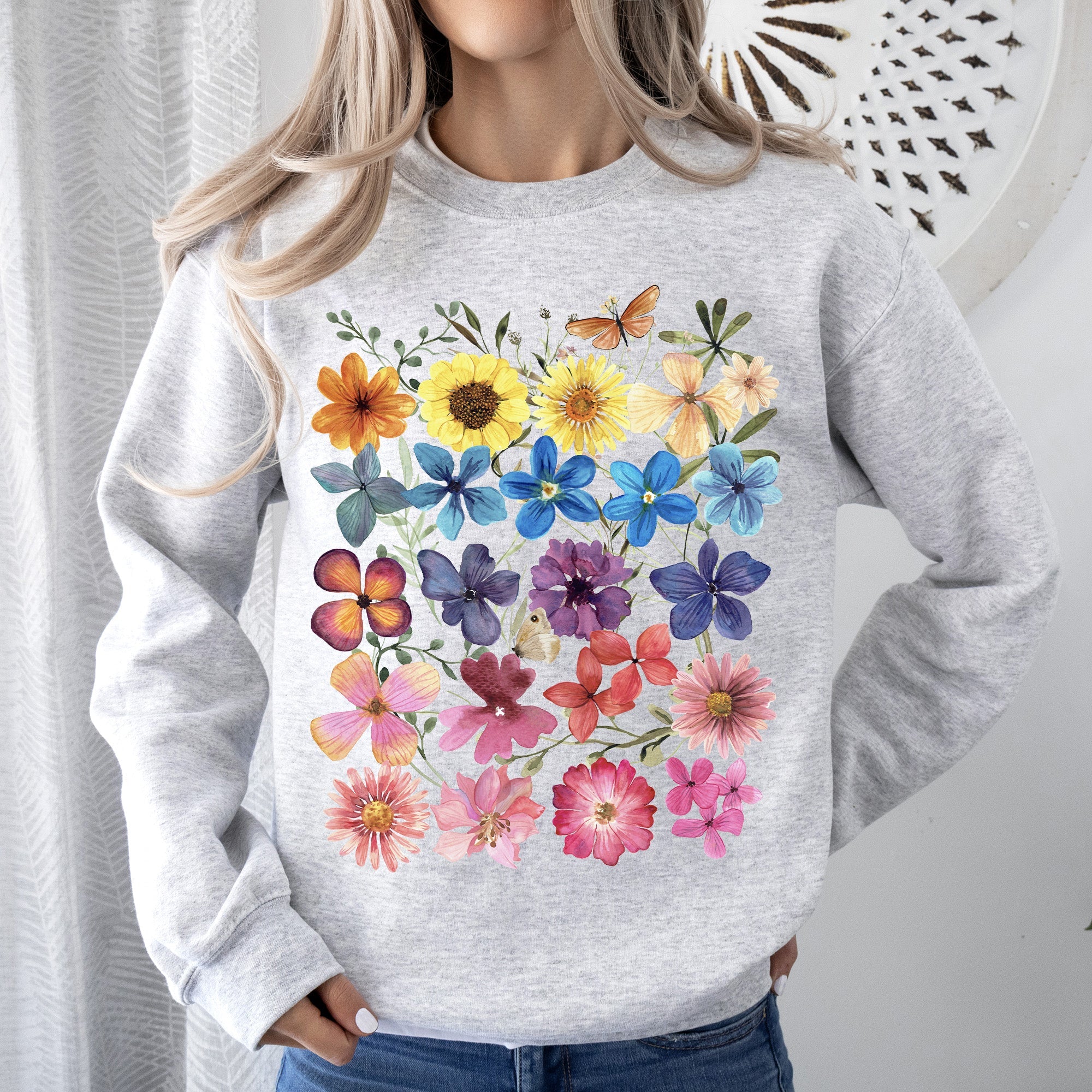Bright Pressed Flowers Sweatshirt
