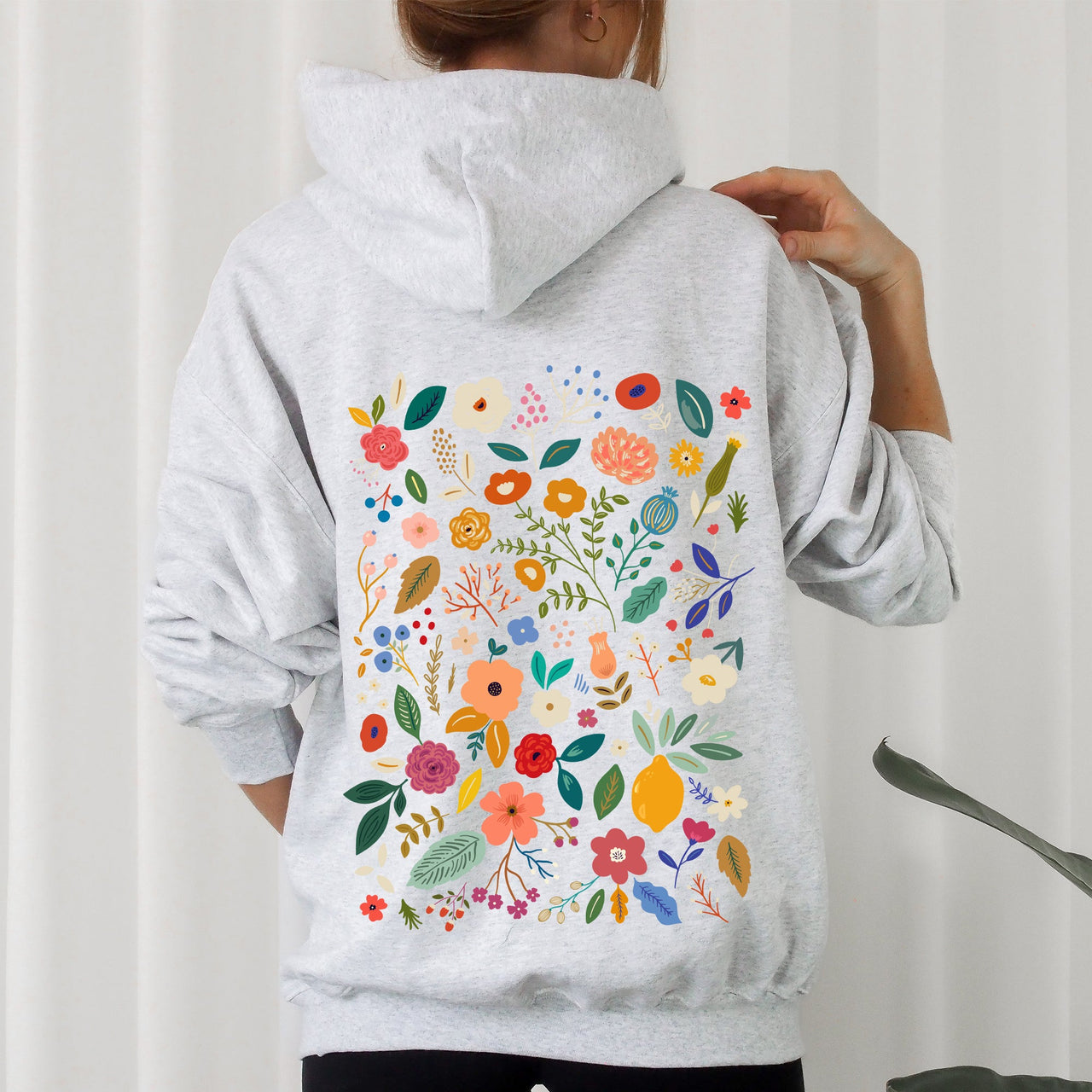 Colorful Delicate Floral Pattern With Leaves And Flowers In Elegant Garden Motif Hoodie